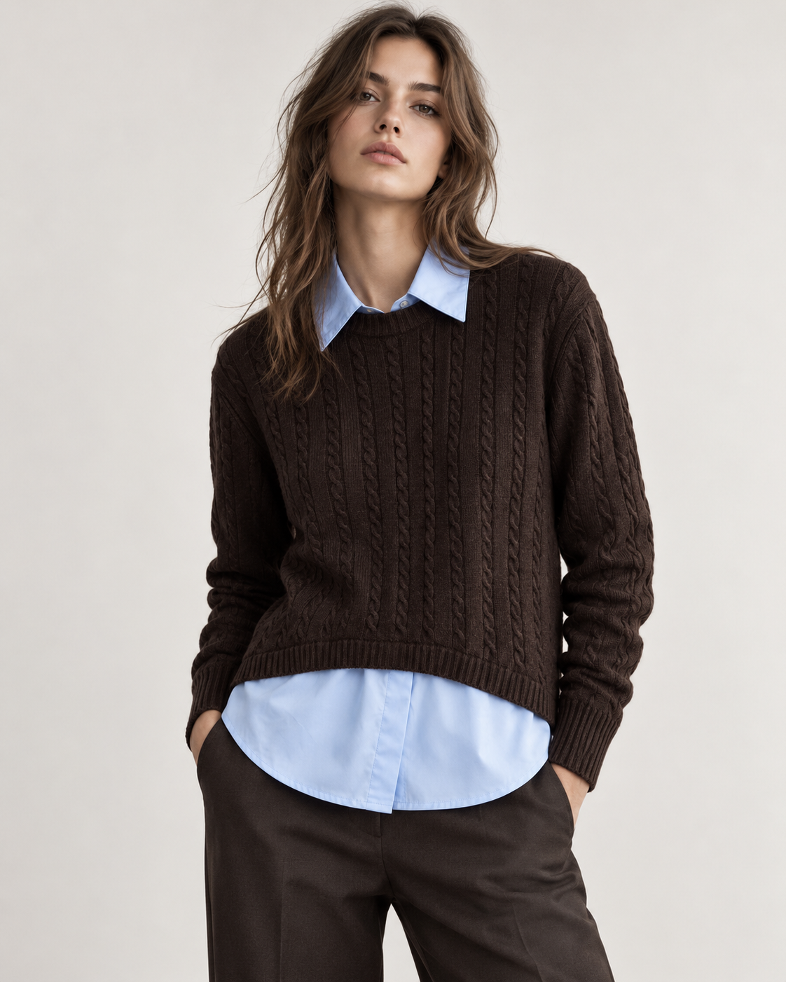 Sweater with Shirt Collar