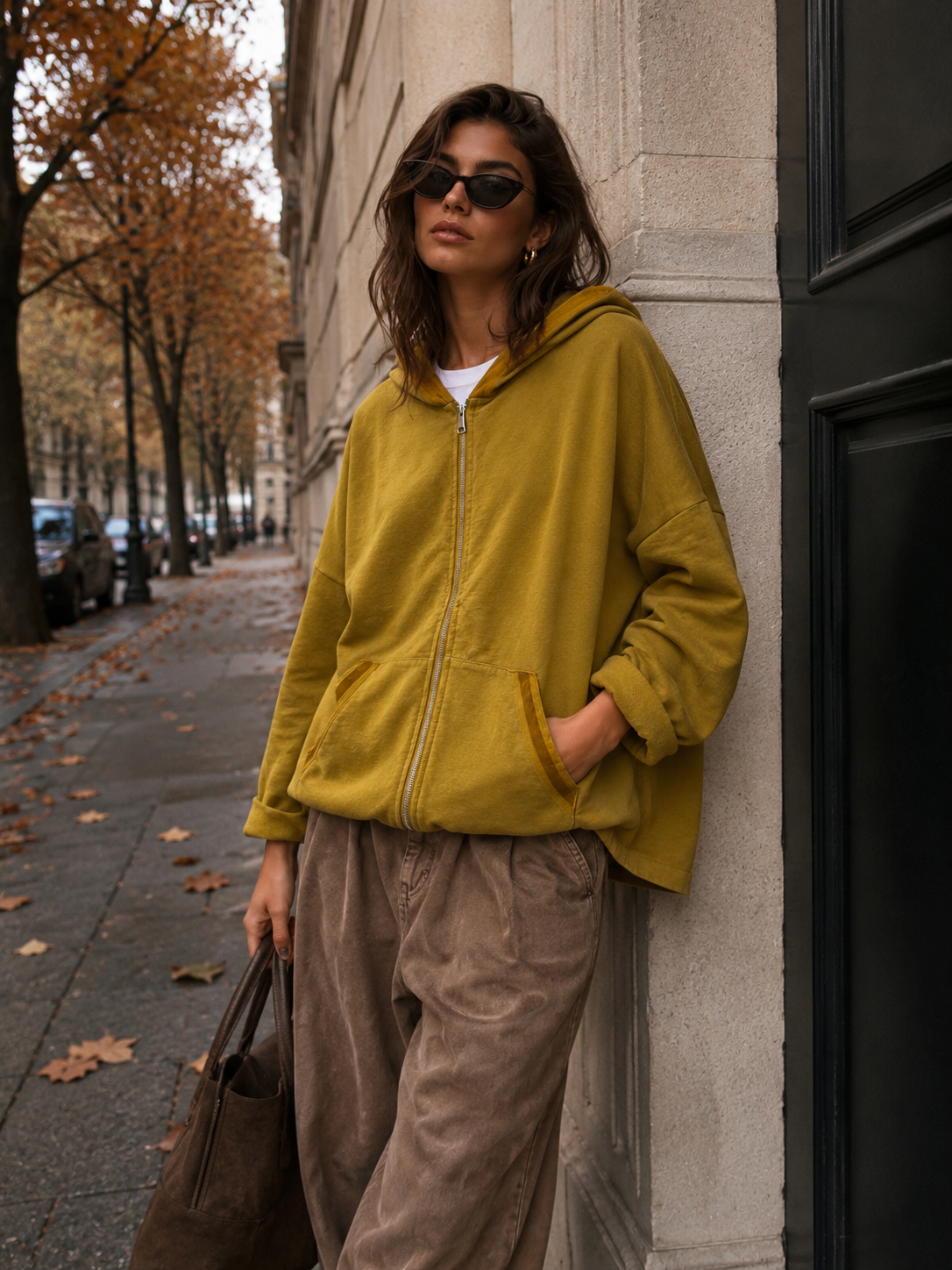 Oversized Hooded Zip-Up Sweatshirt