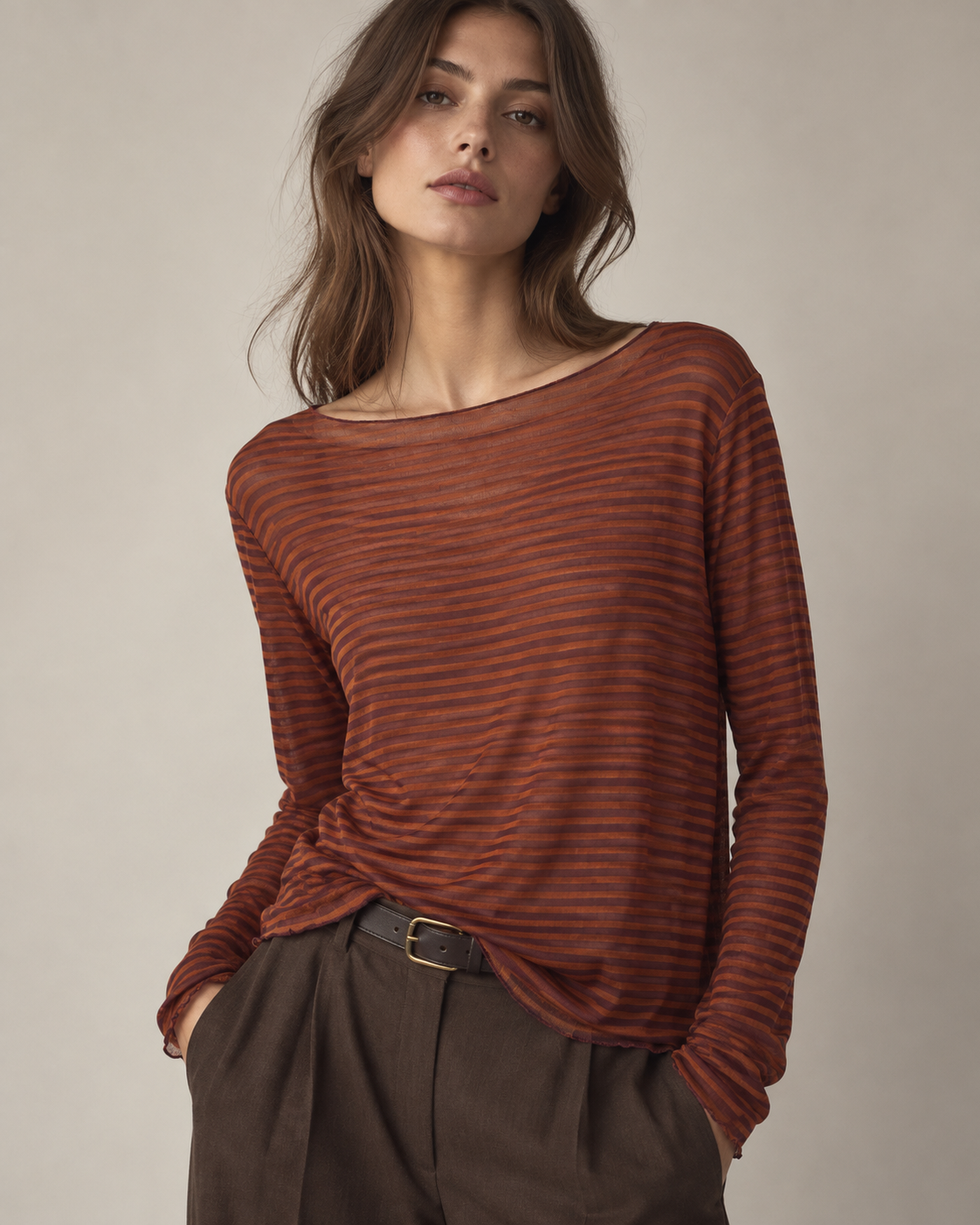 Boat-Neck Striped Top