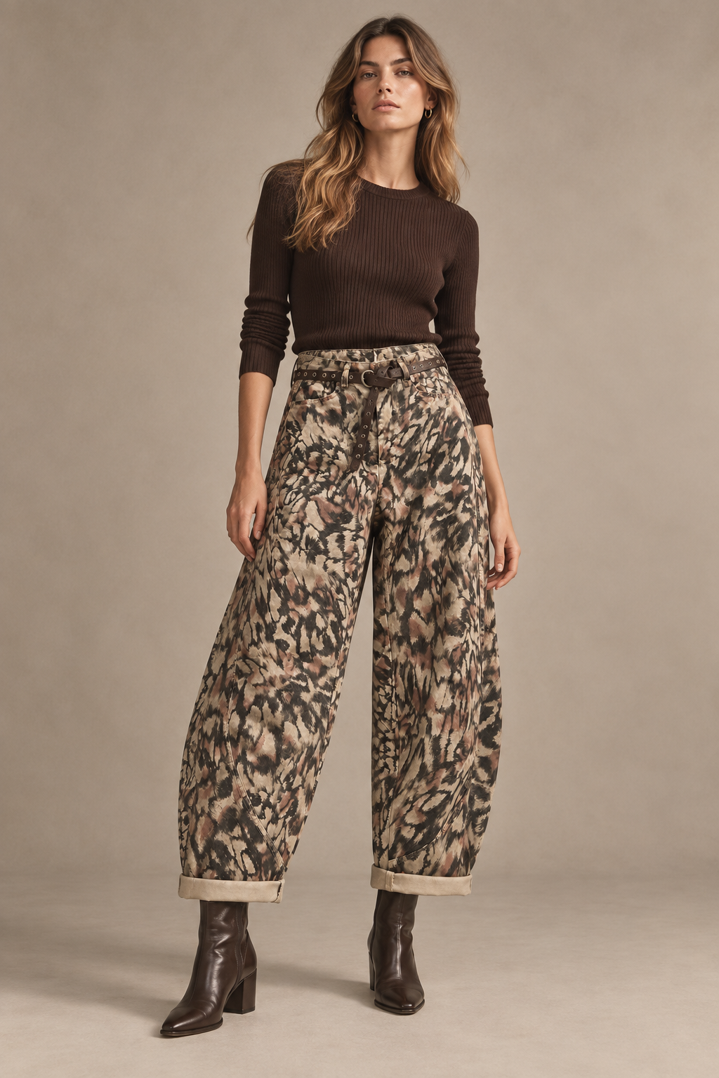 Wide High‑Waist Trousers with Belt