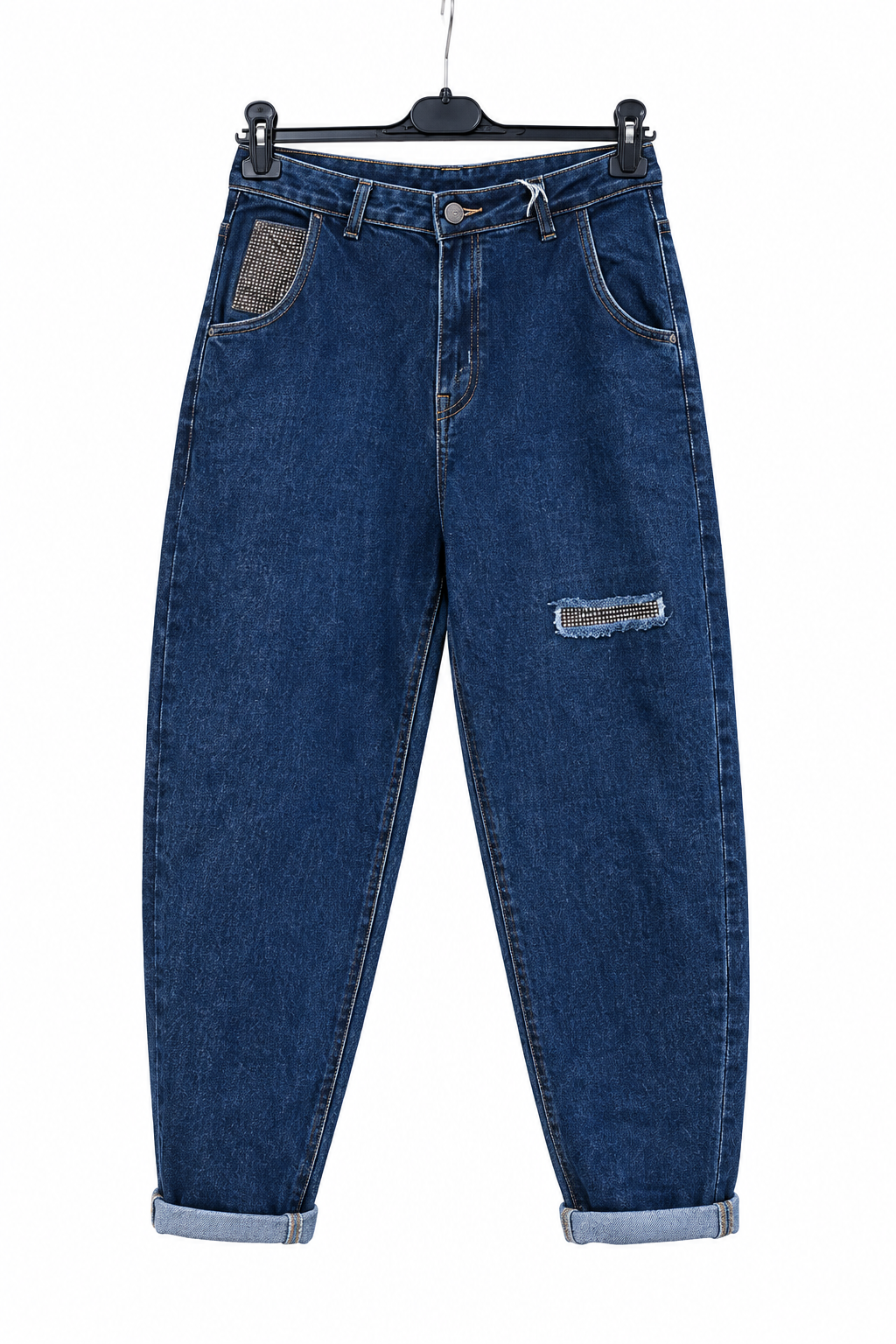 Jeans with Decorative Appliqué