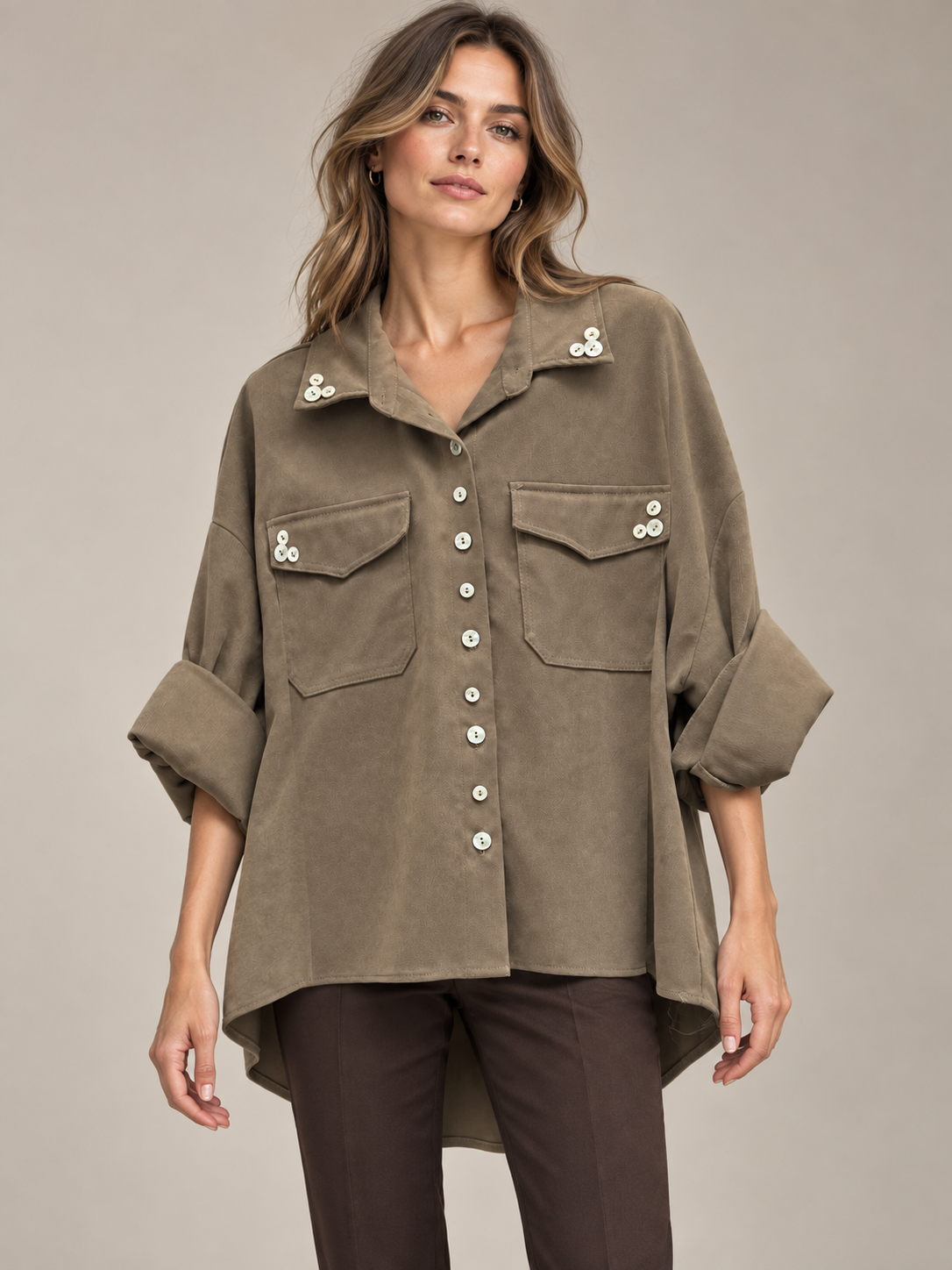 Extended Oversized Shirt with Collar