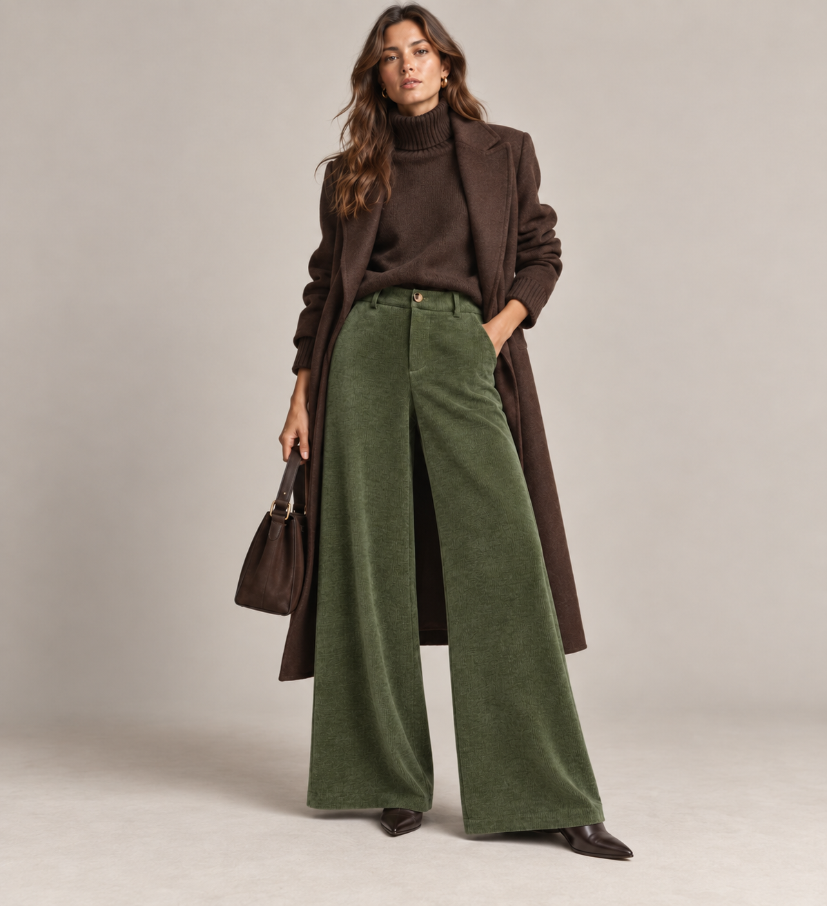 Wide‑Leg Pleated Trousers