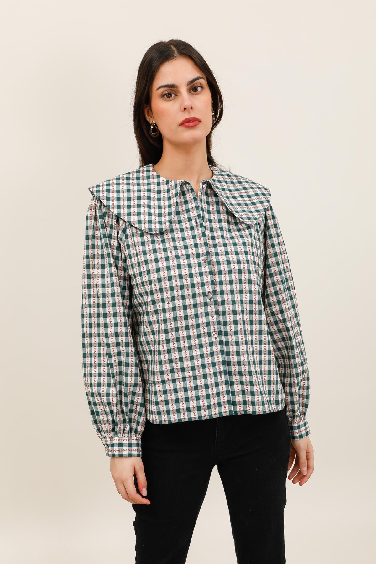 Blouse with Oversized Collar