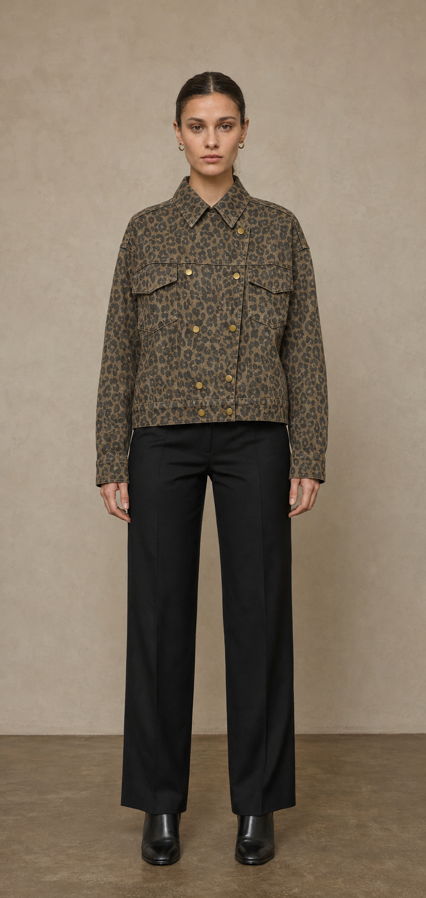 Micro-Leopard Shirt Jacket