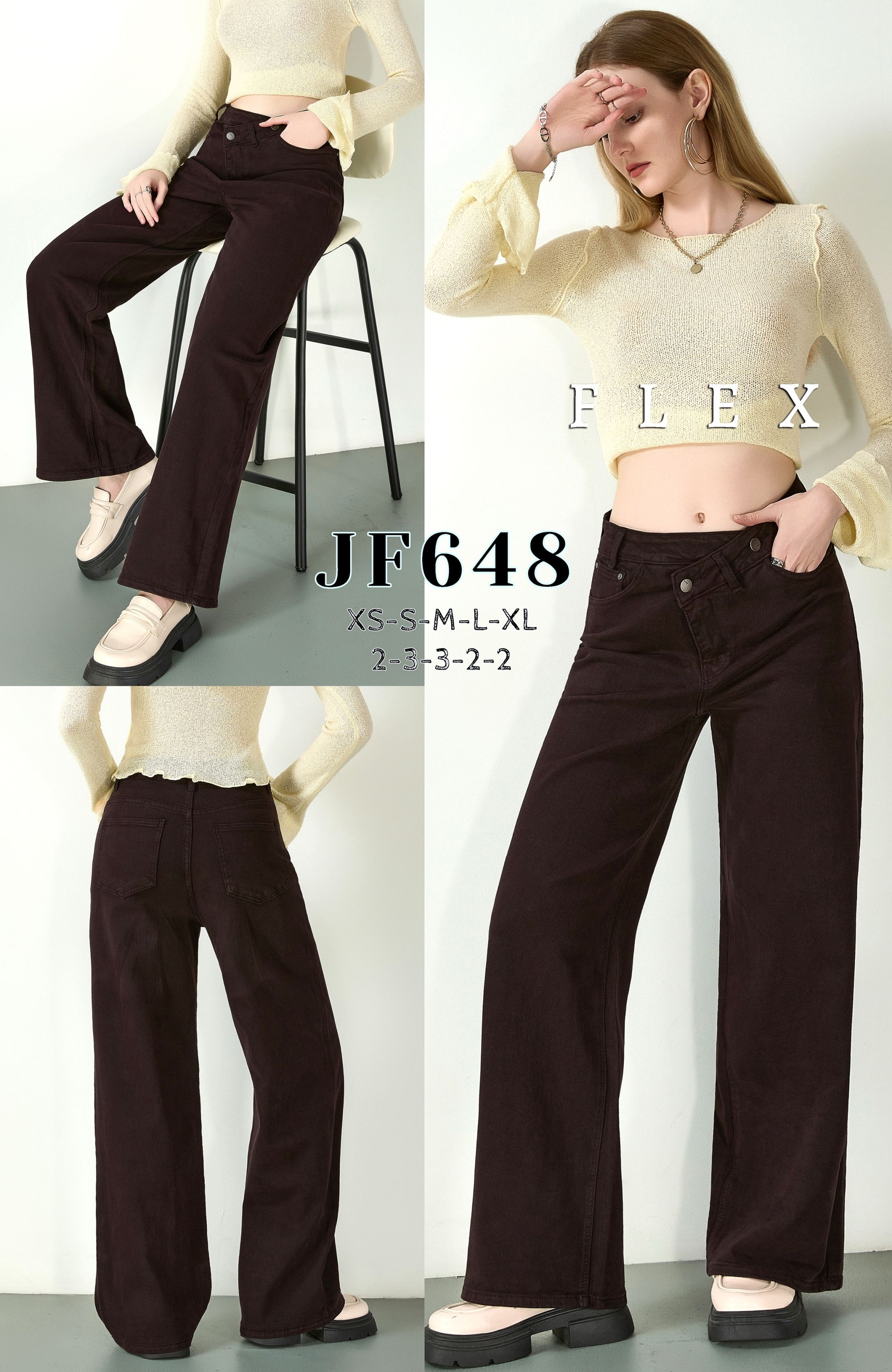 High‑Rise Flared Trousers with Pockets