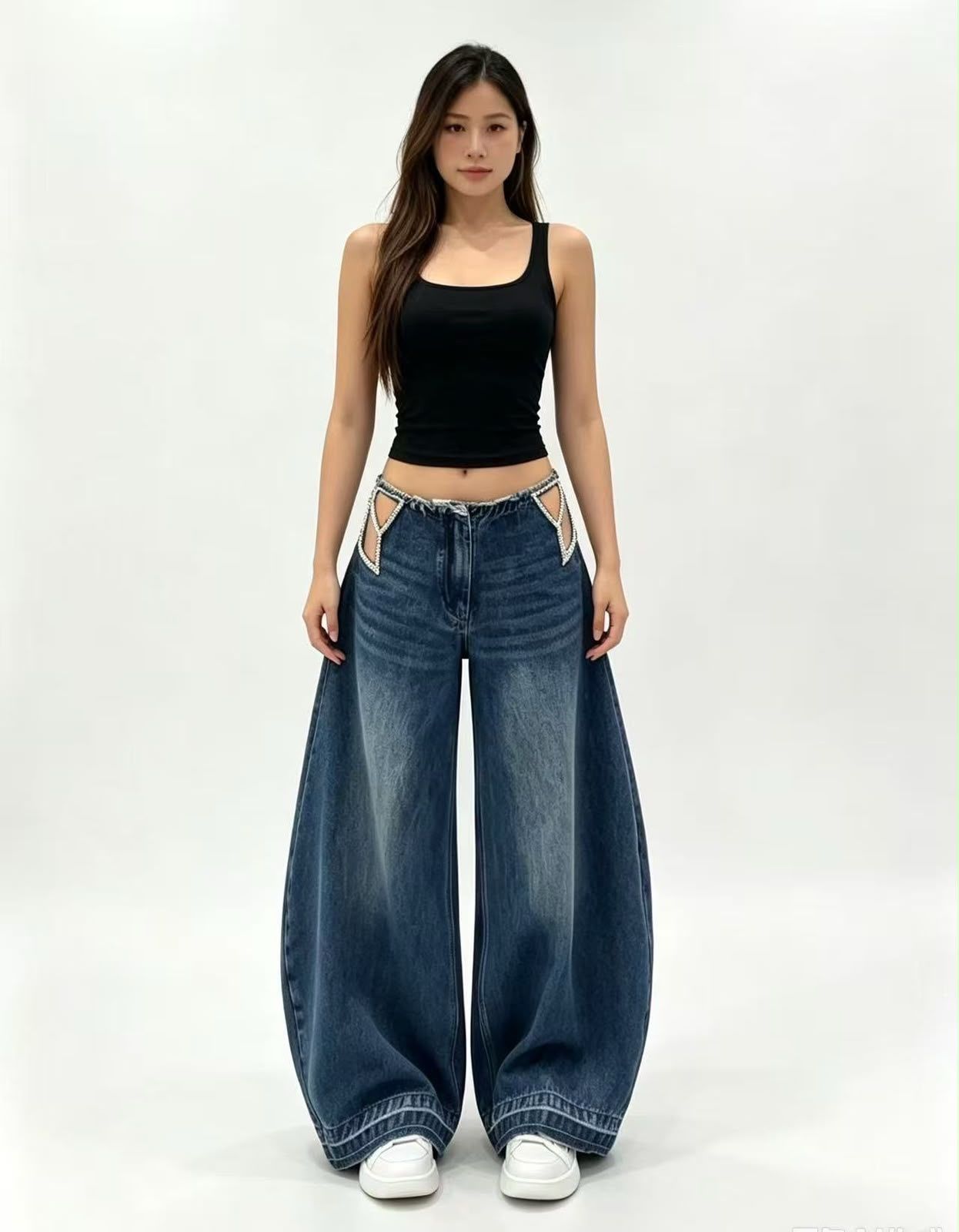 Wide‑Leg Jeans with Cut‑Outs