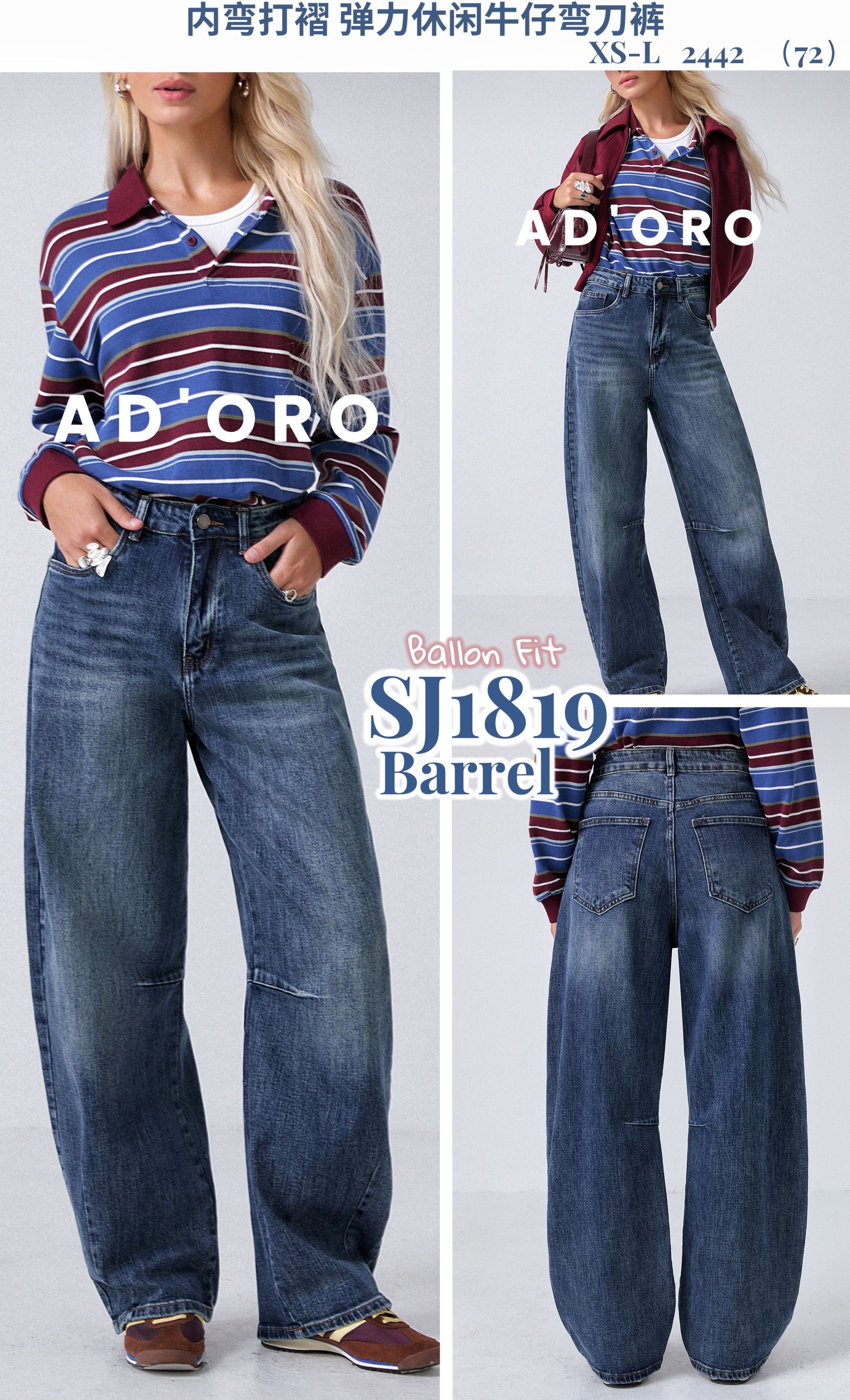 High‑Rise Balloon Fit Jeans
