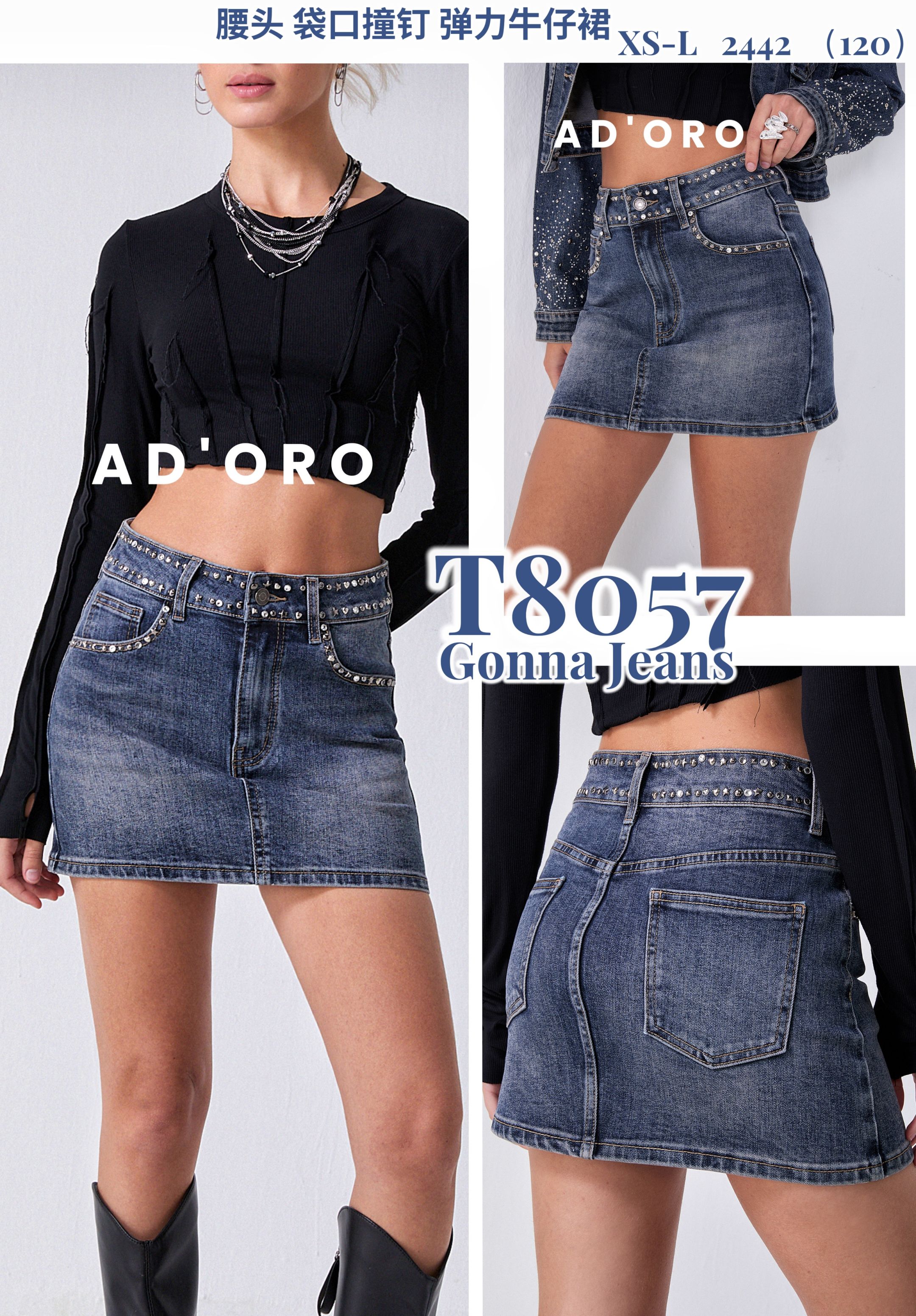 Fitted Mini Skirt with Studs