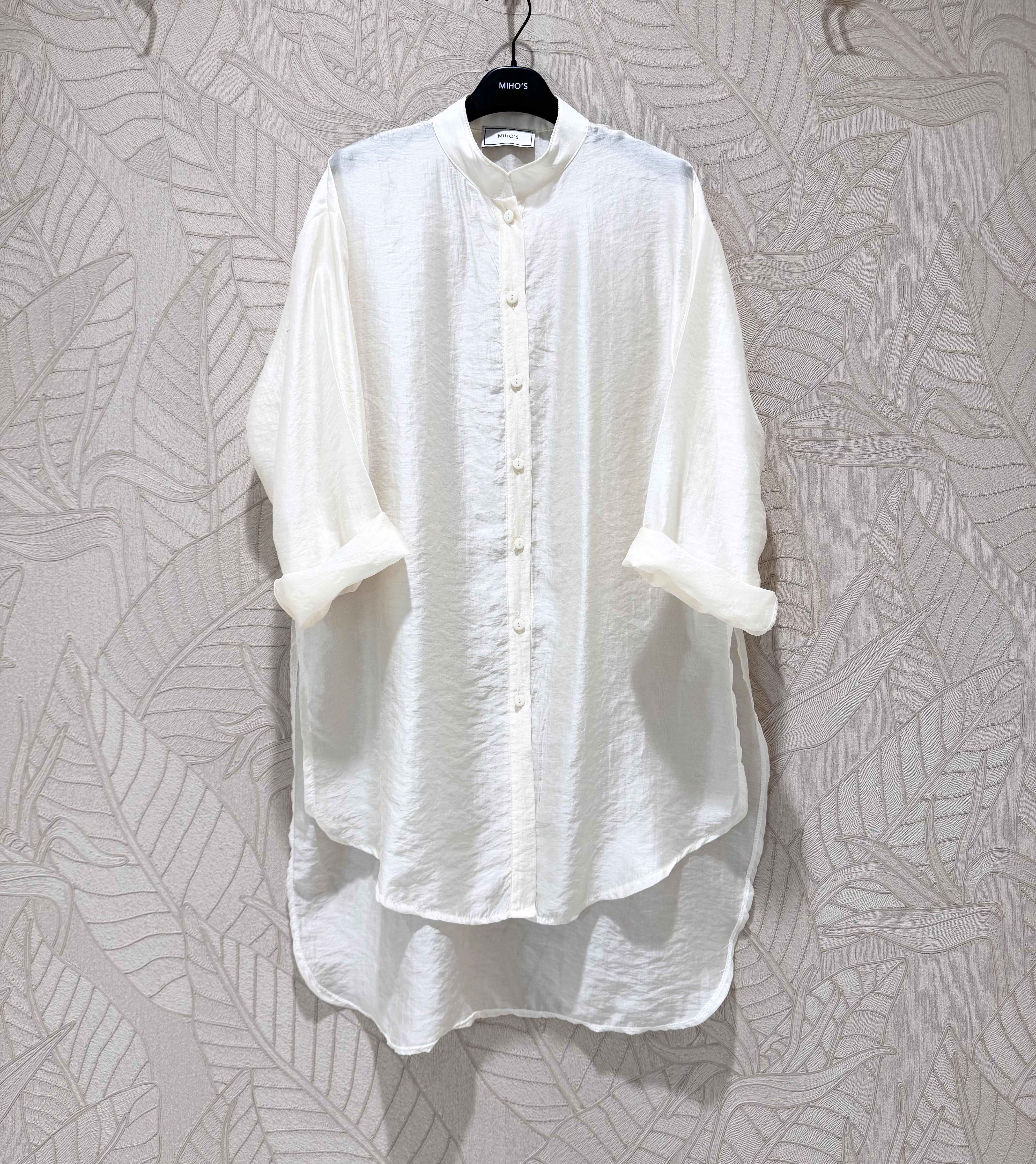 Relaxed Tunic Shirt with Stand Collar