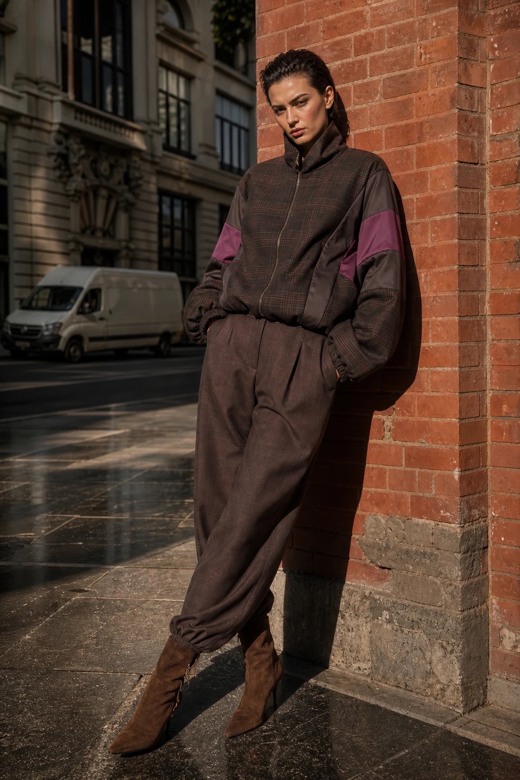 Oversized Bomber Jacket — Check