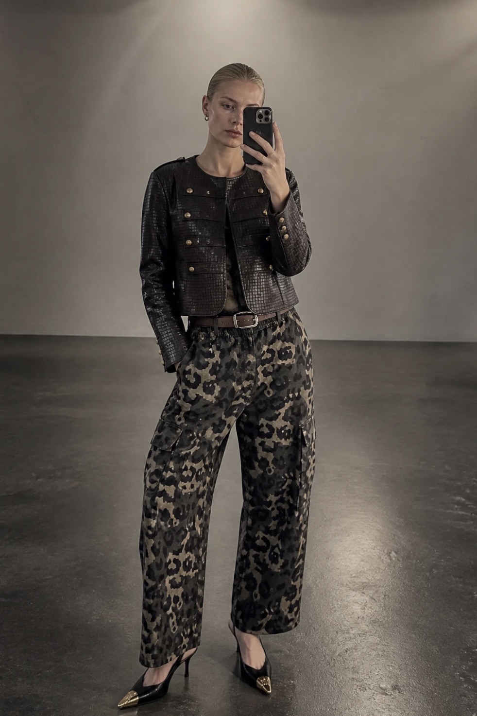 Leopard-Print Cargo Trousers