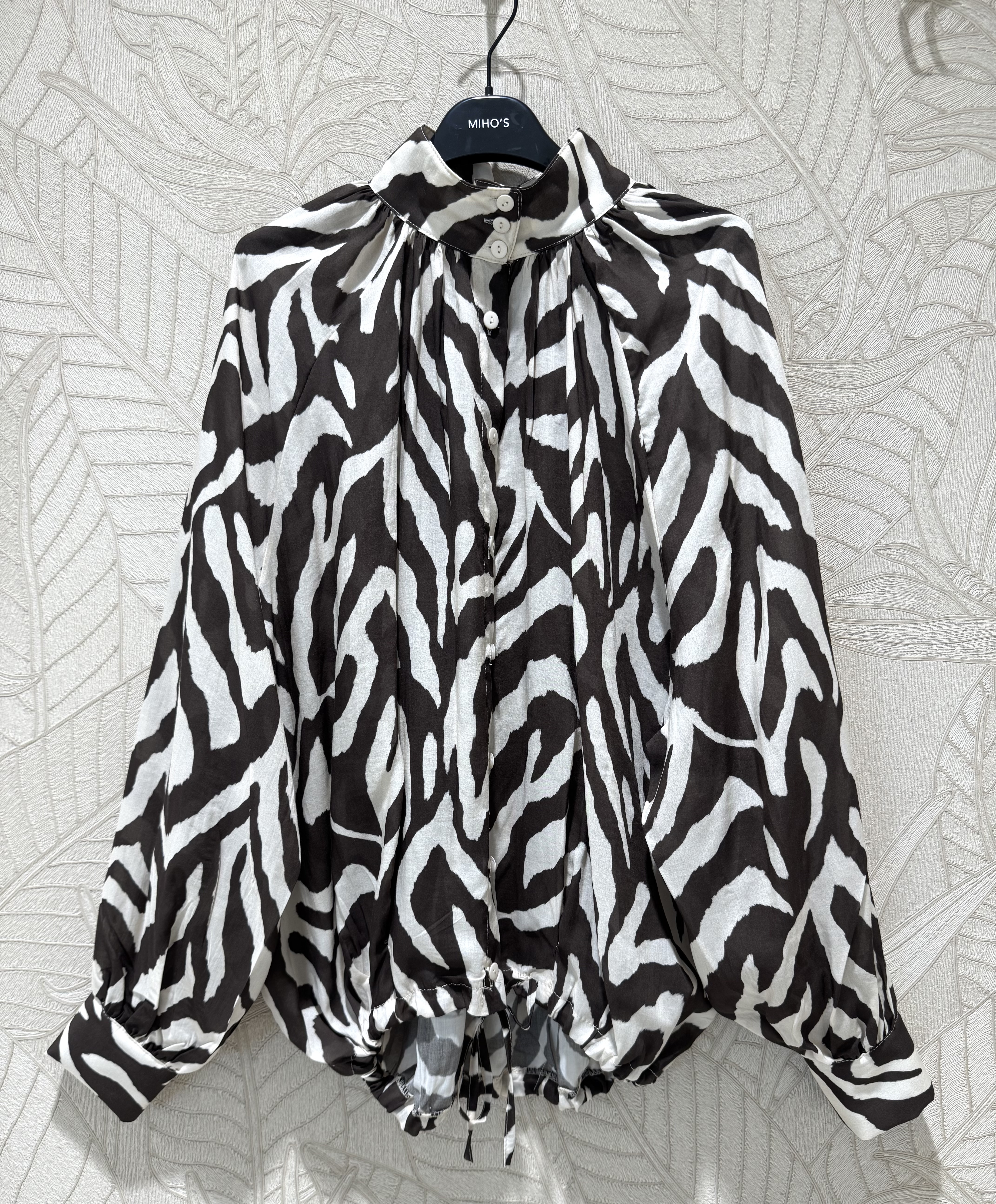 Relaxed Blouse with Stand Collar