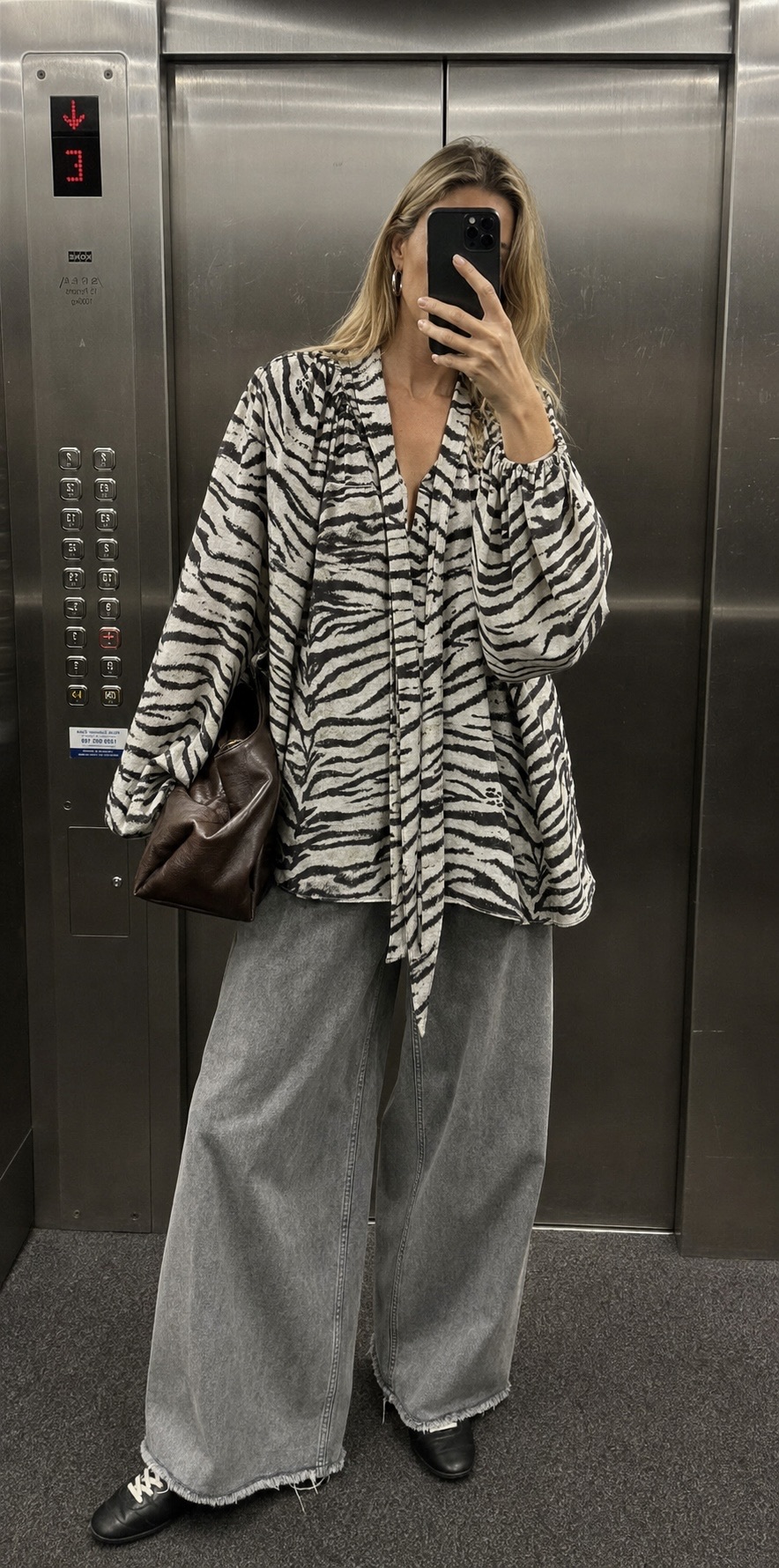 Oversize Tie-Front Blouse