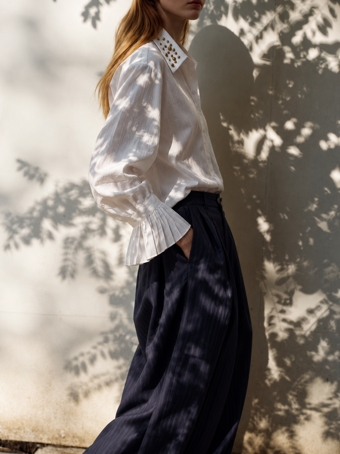 Pleated-Collar Shirt