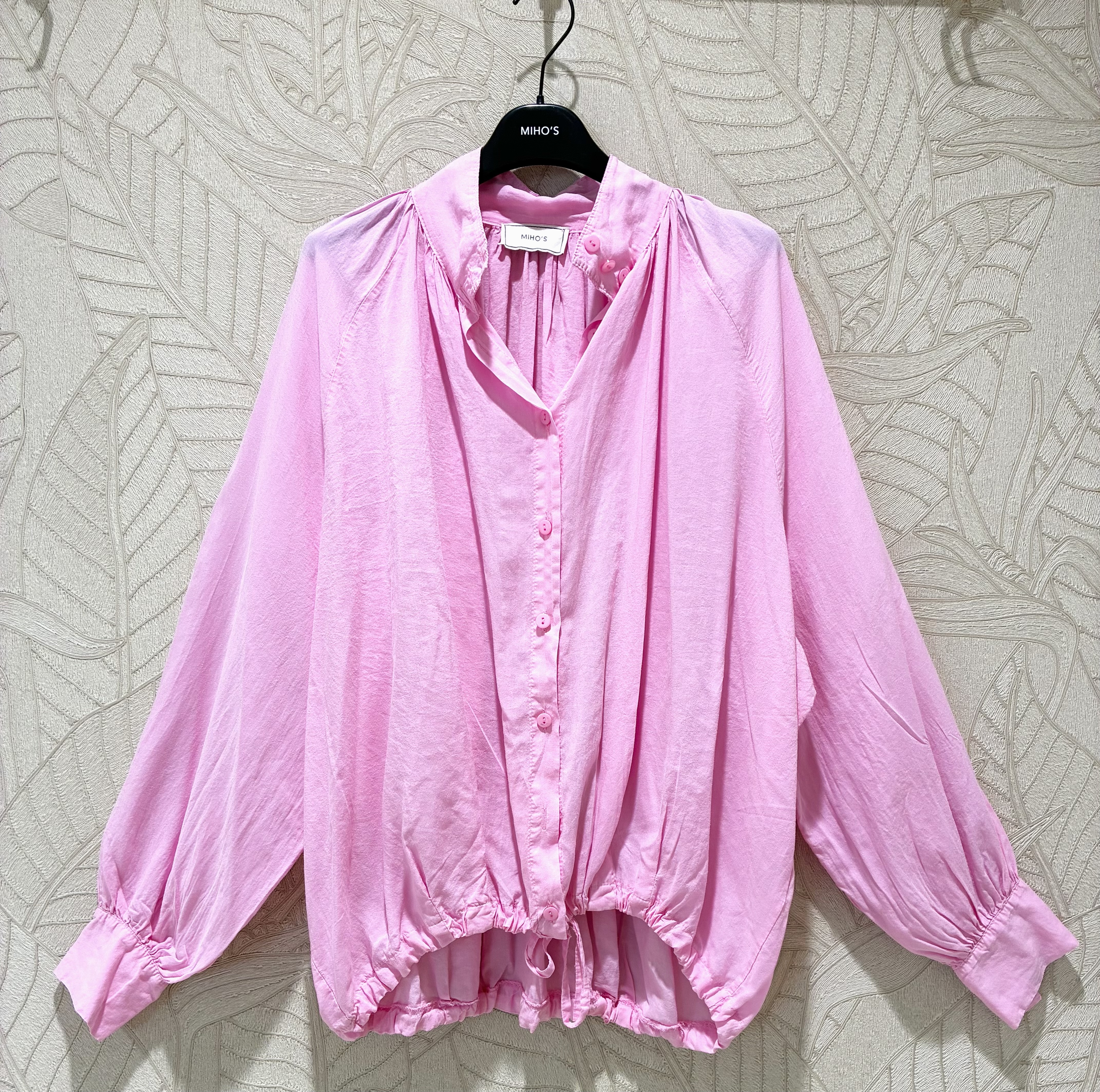 Relaxed V-Neck Tie-Waist Blouse