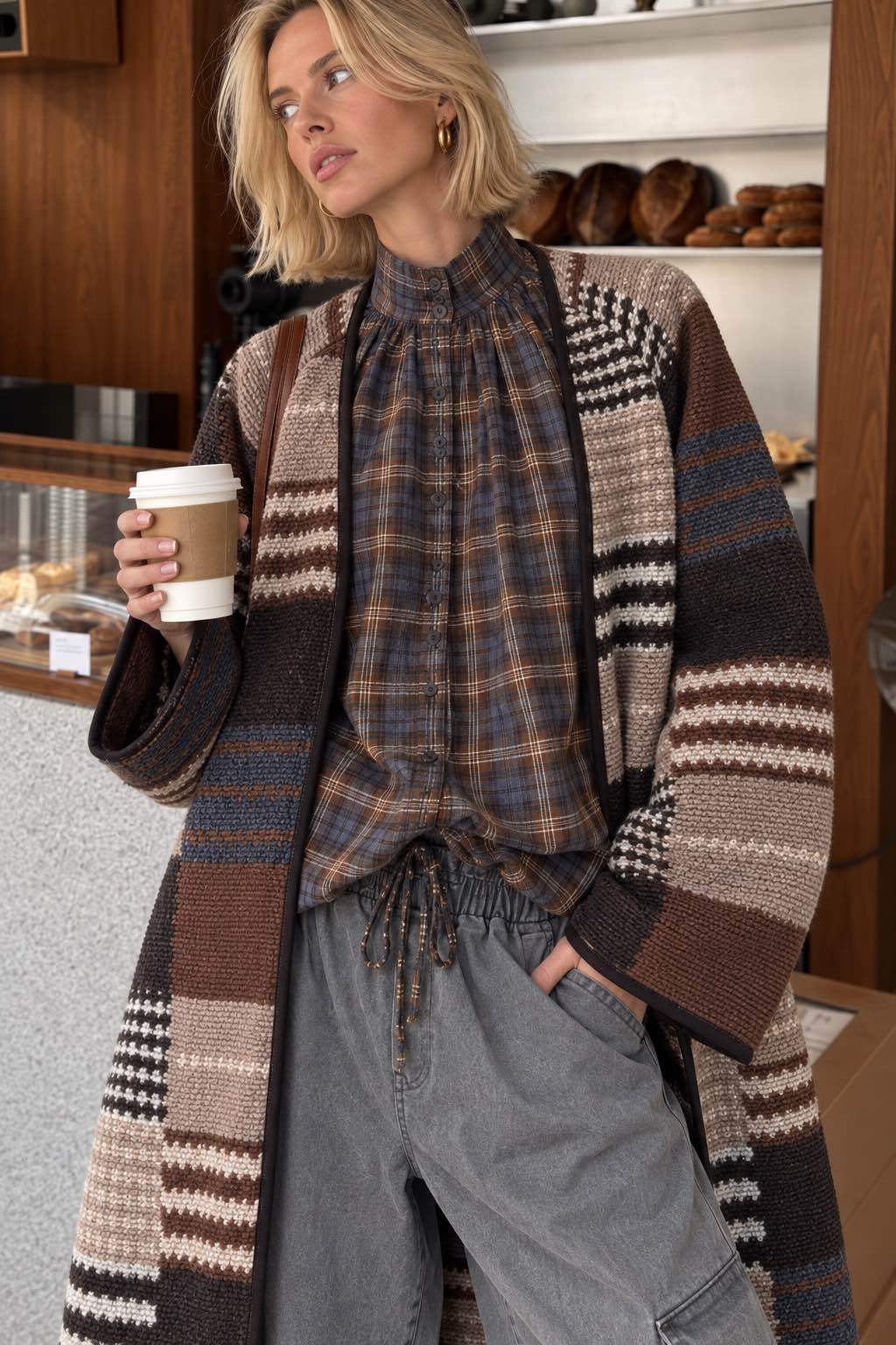 Oversized Striped Cardigan