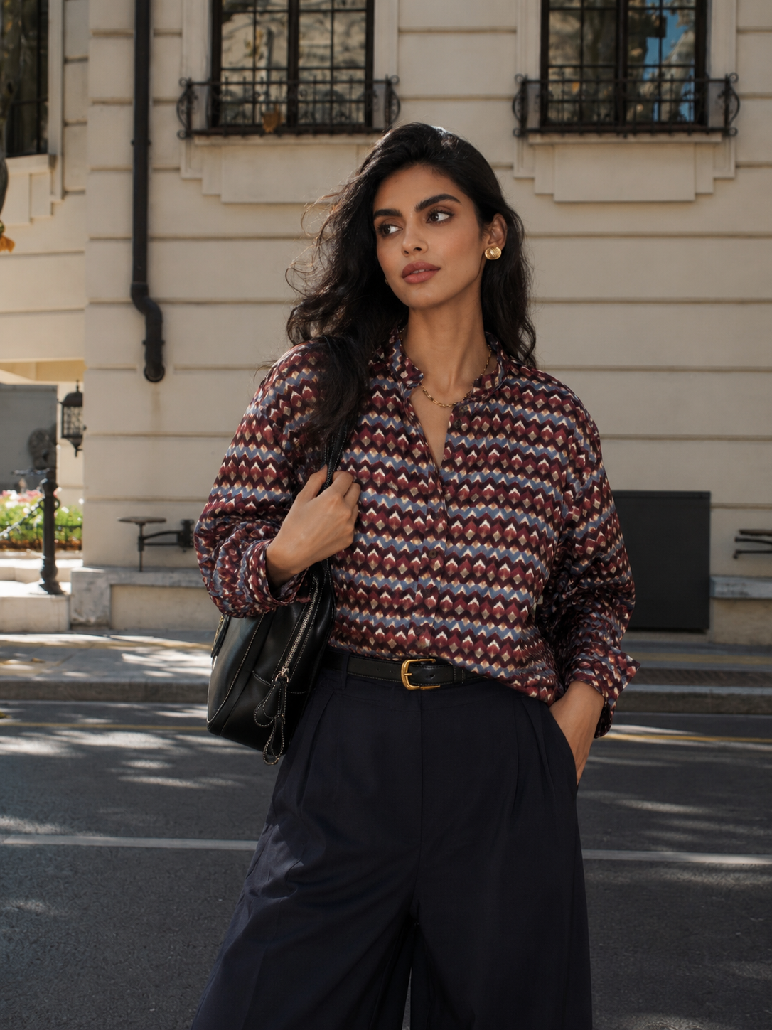 Relaxed Mock-Neck Blouse