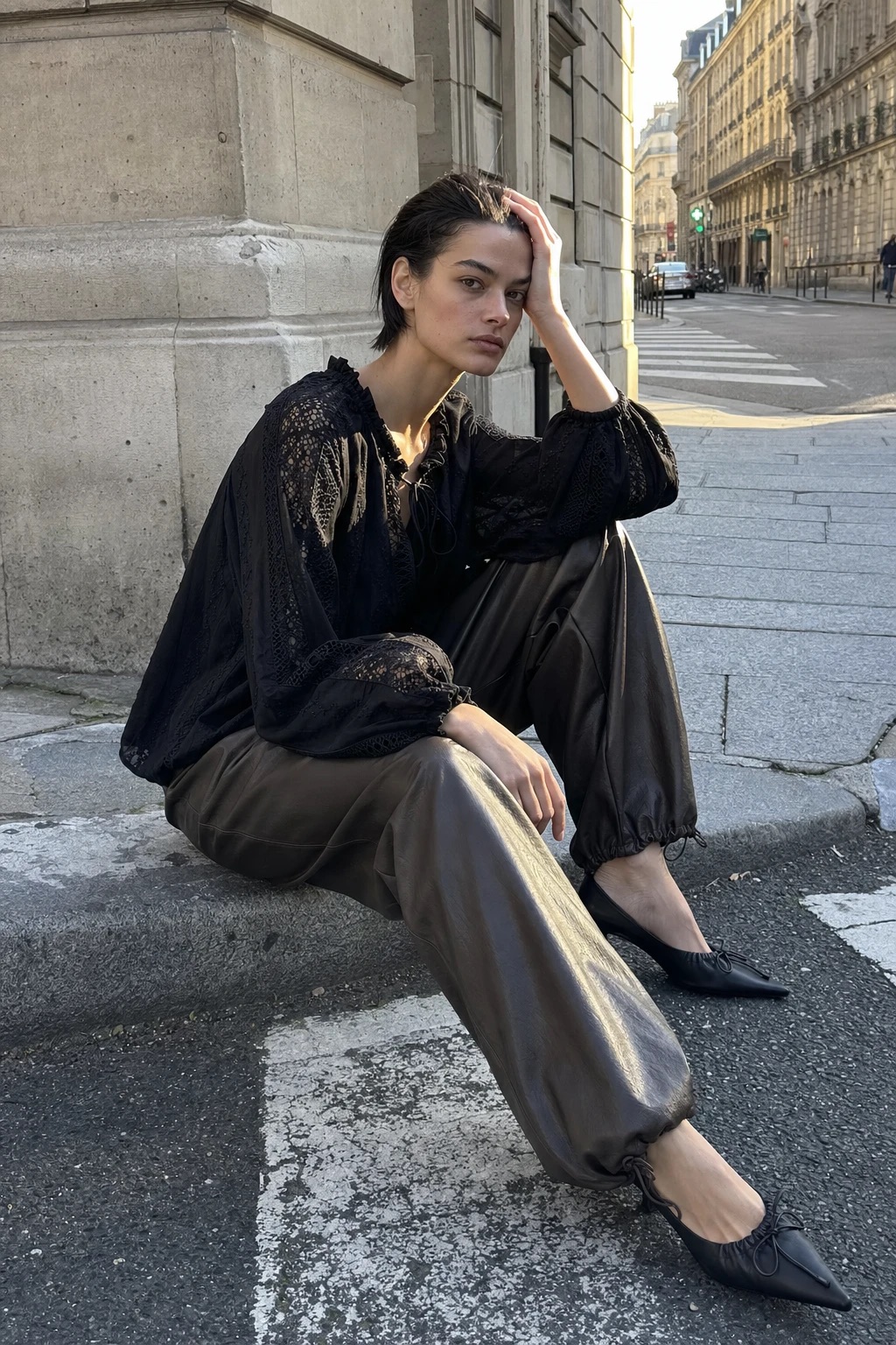 Oversized V-Neck Blouse
