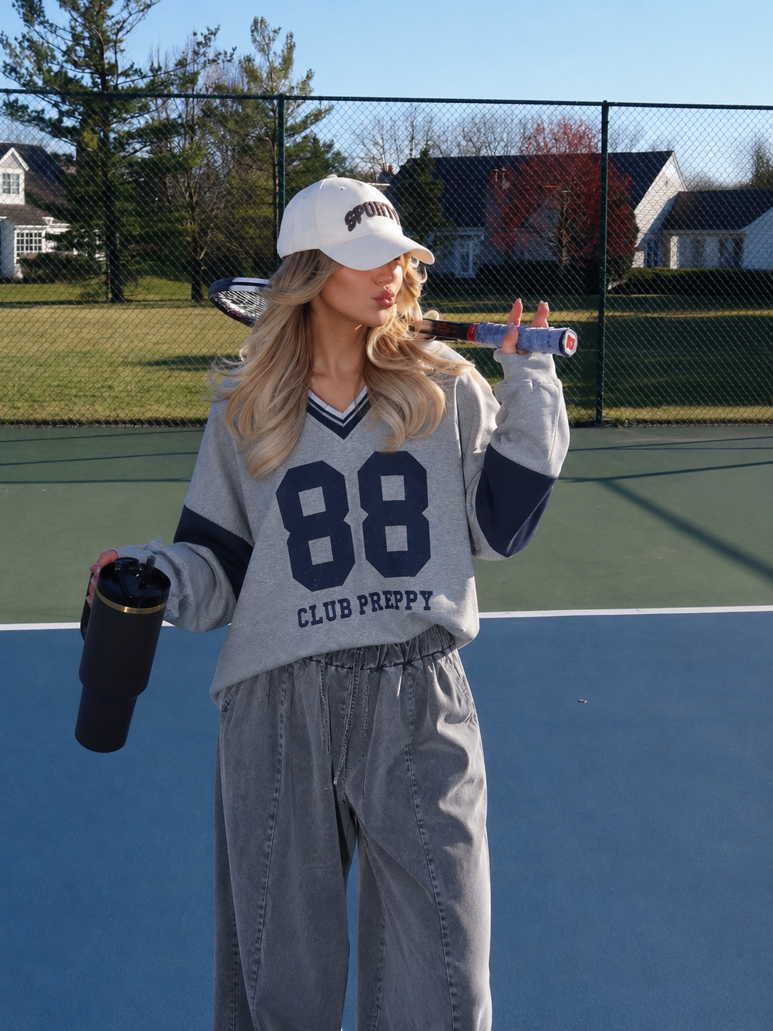 Oversized V‑Neck Sweatshirt
