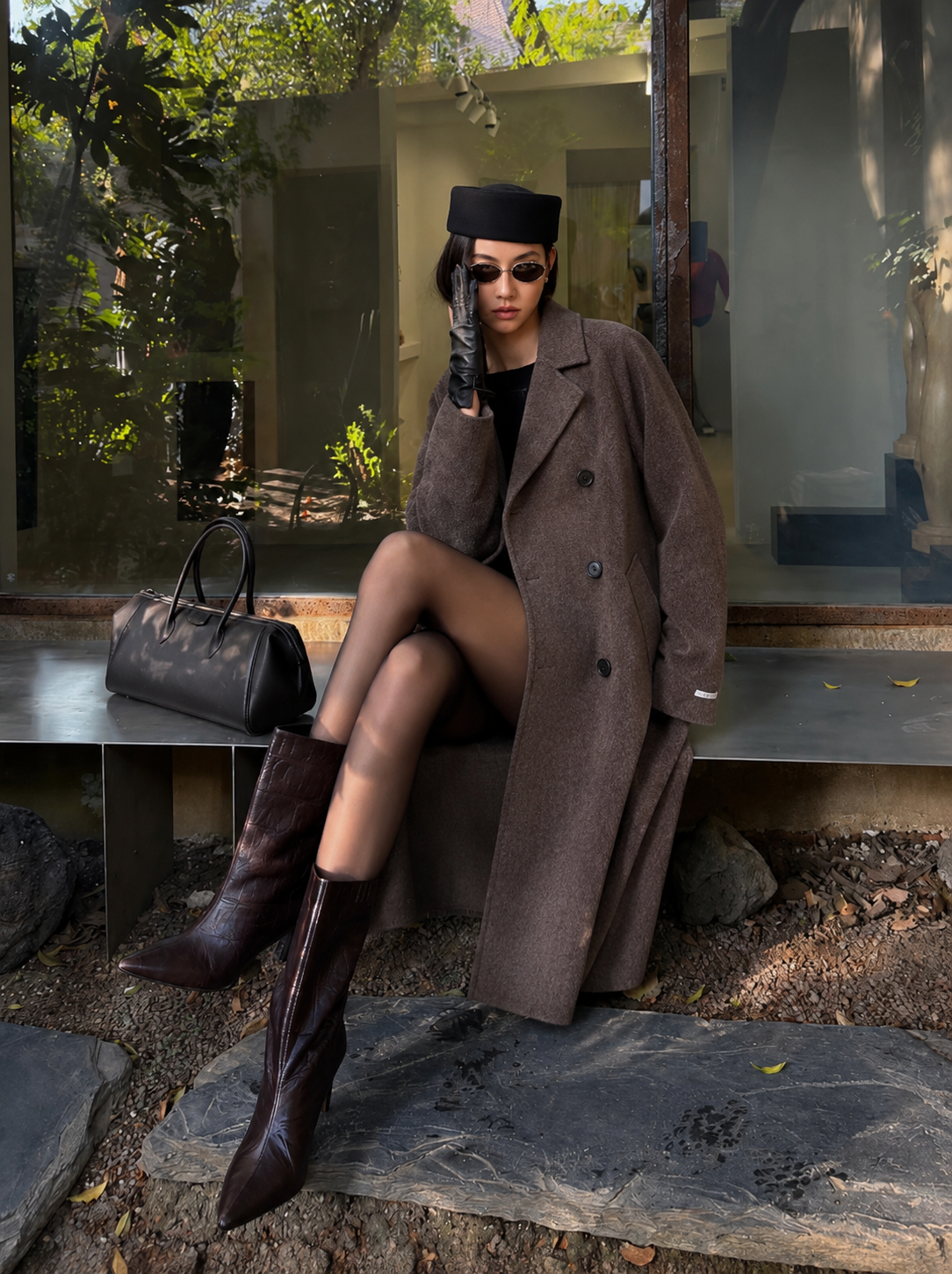 Double‑Breasted Maxi Coat — Straight Cut