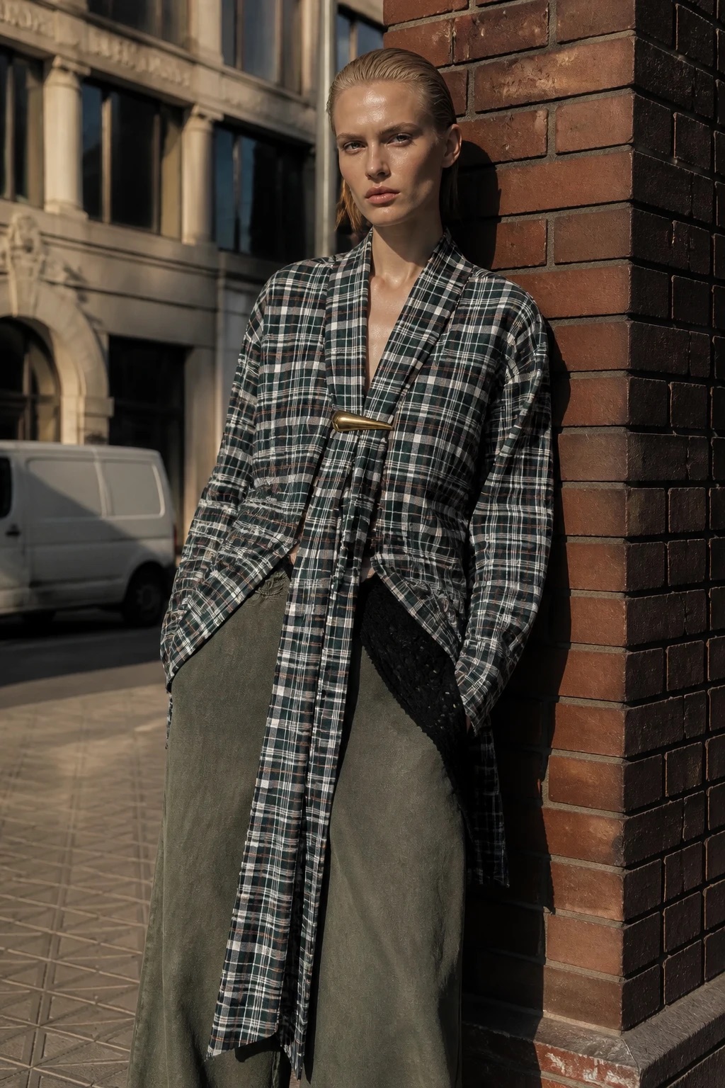 Checked Shirt with Lapels