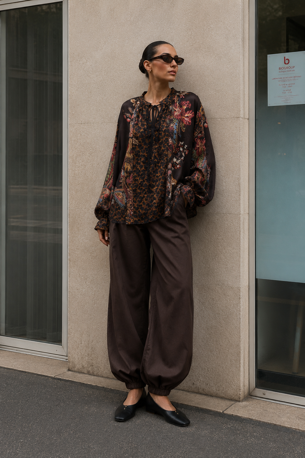 Relaxed Blouse with Stand Collar