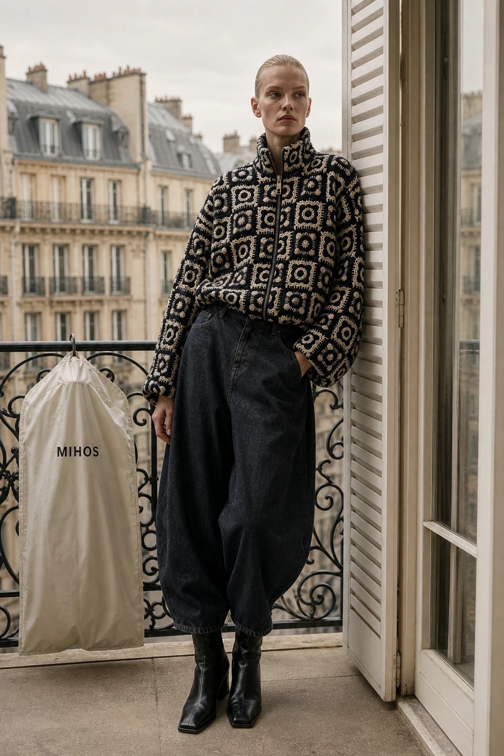 Bouclé Jacket with Stand Collar
