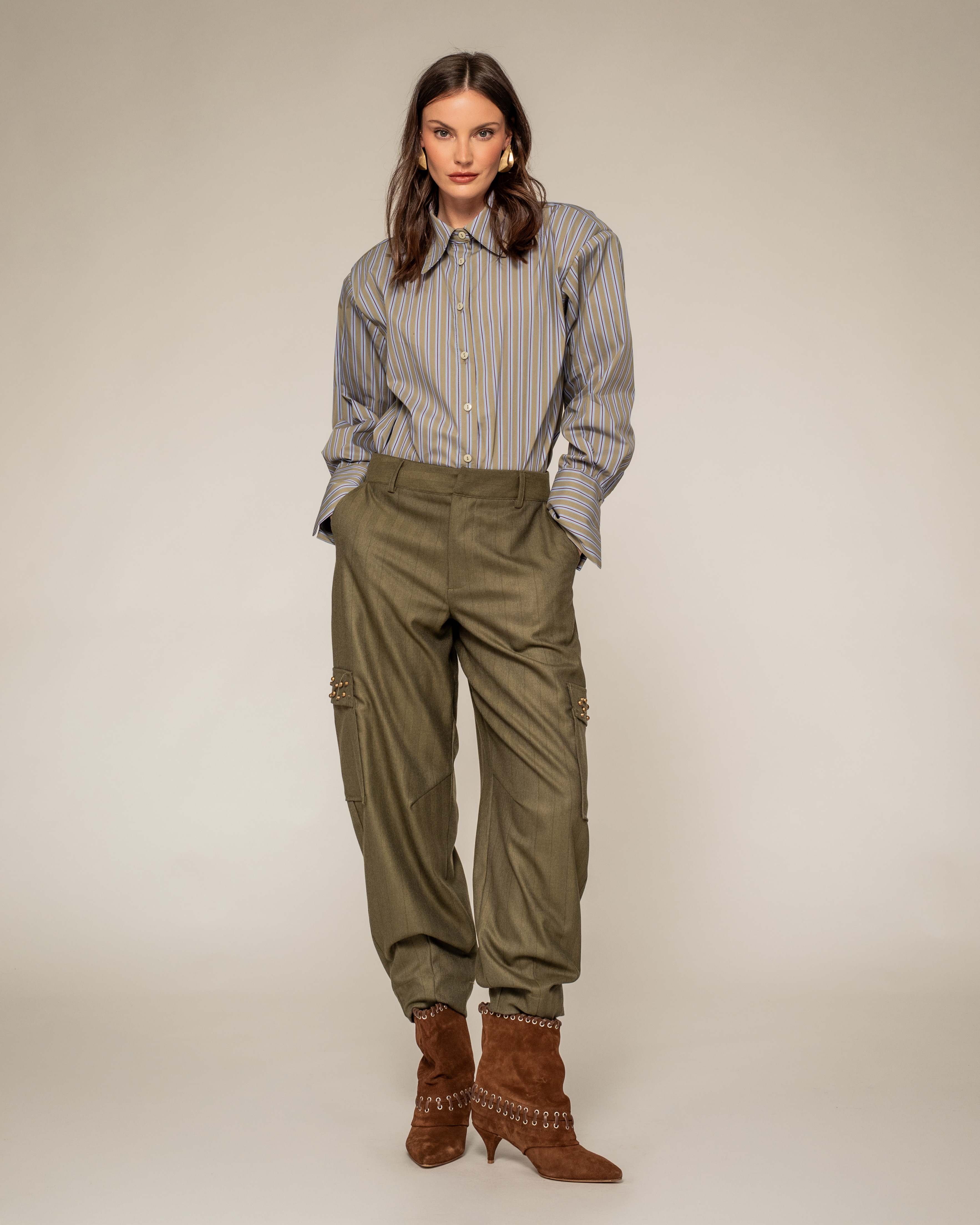 Pinstripe Cargo Trousers
