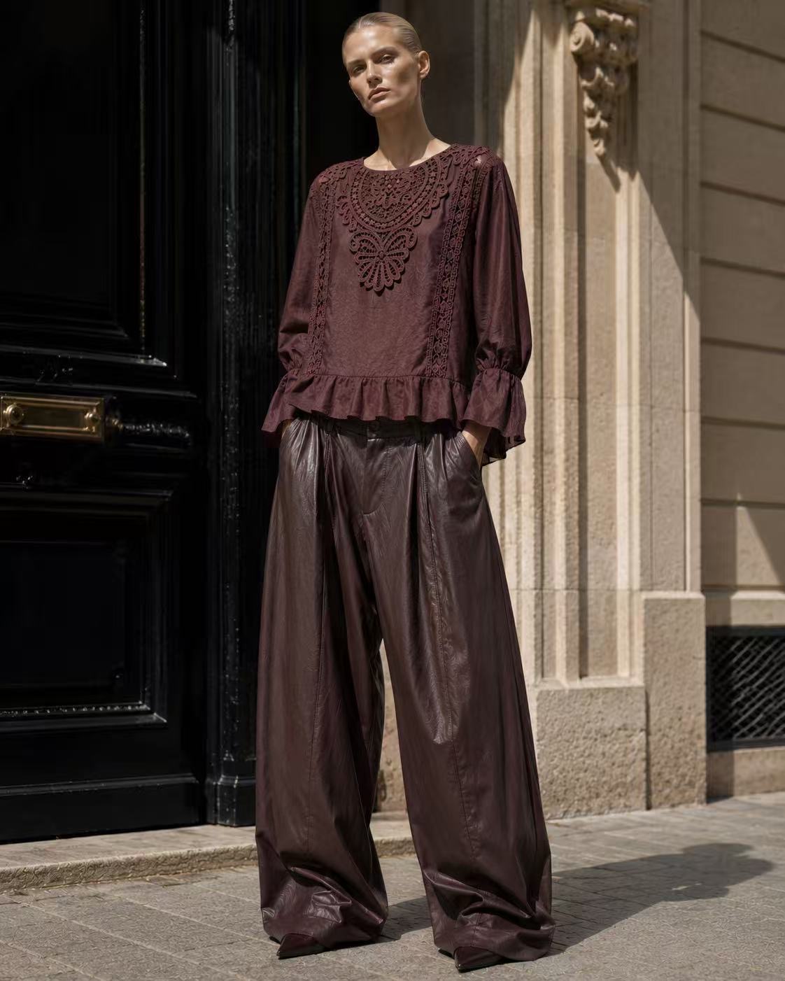 Oversize Tie-Front Blouse