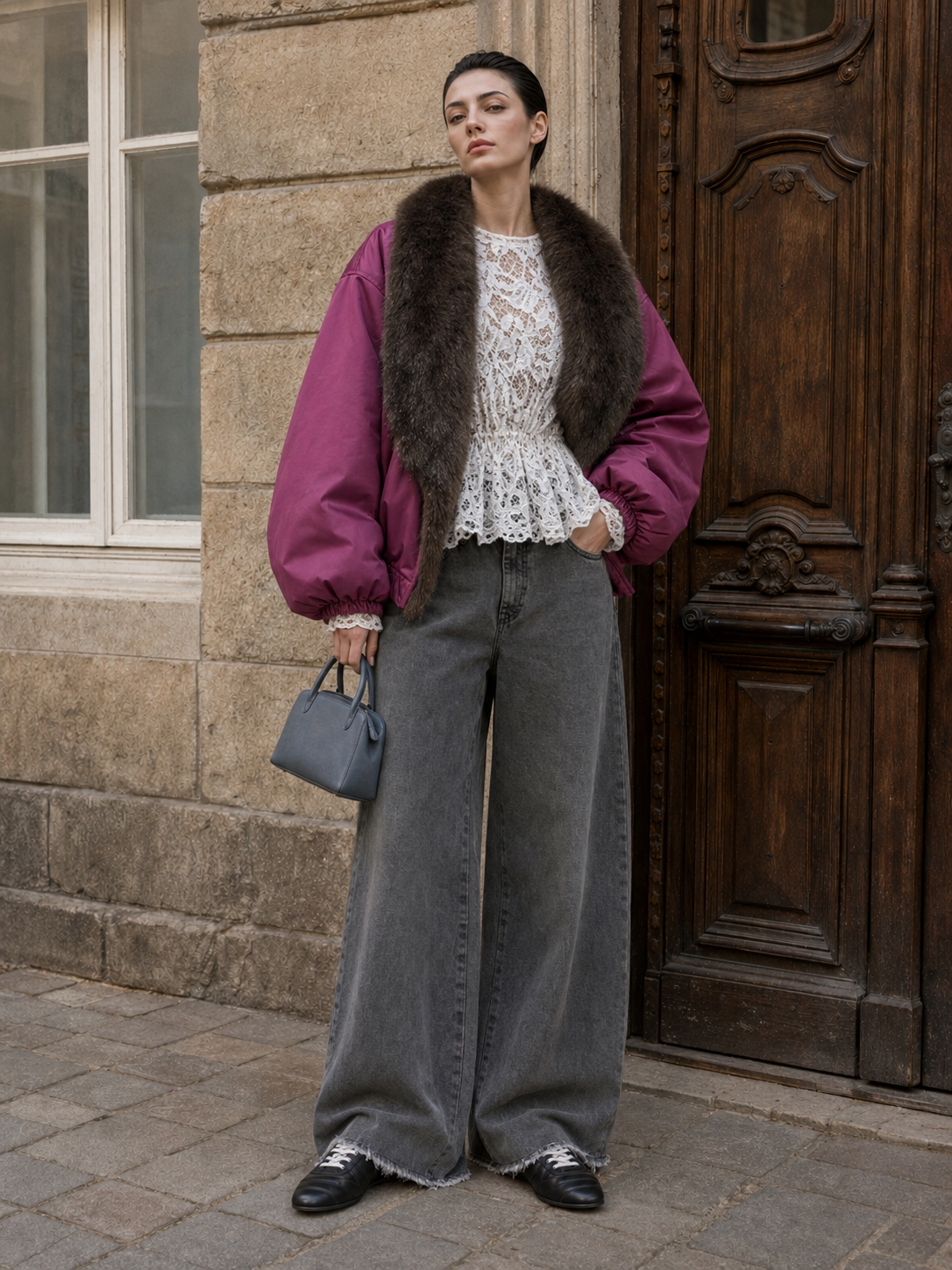Oversize Jacket with Statement Collar