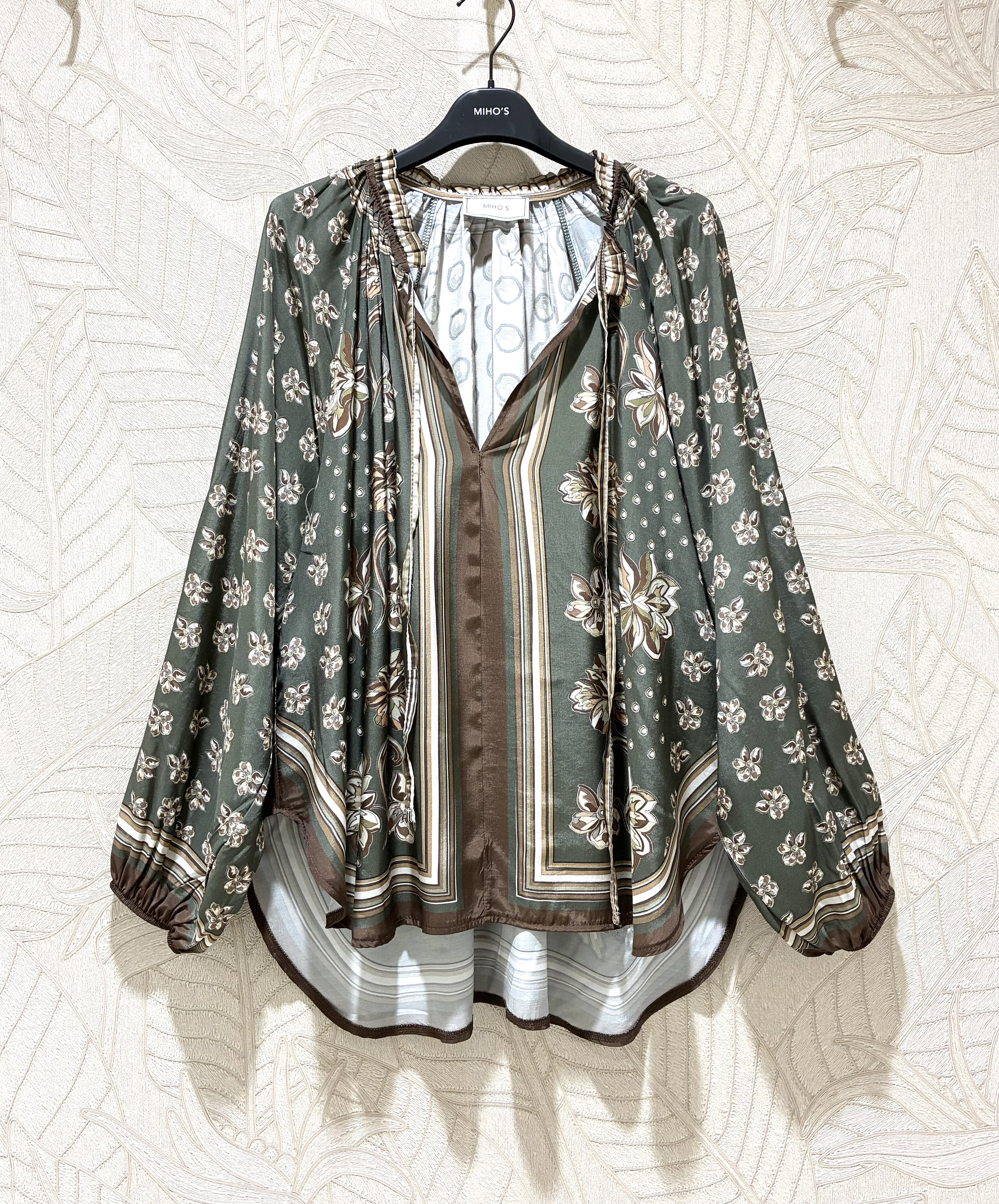 V-Neck Blouse with Drawcords