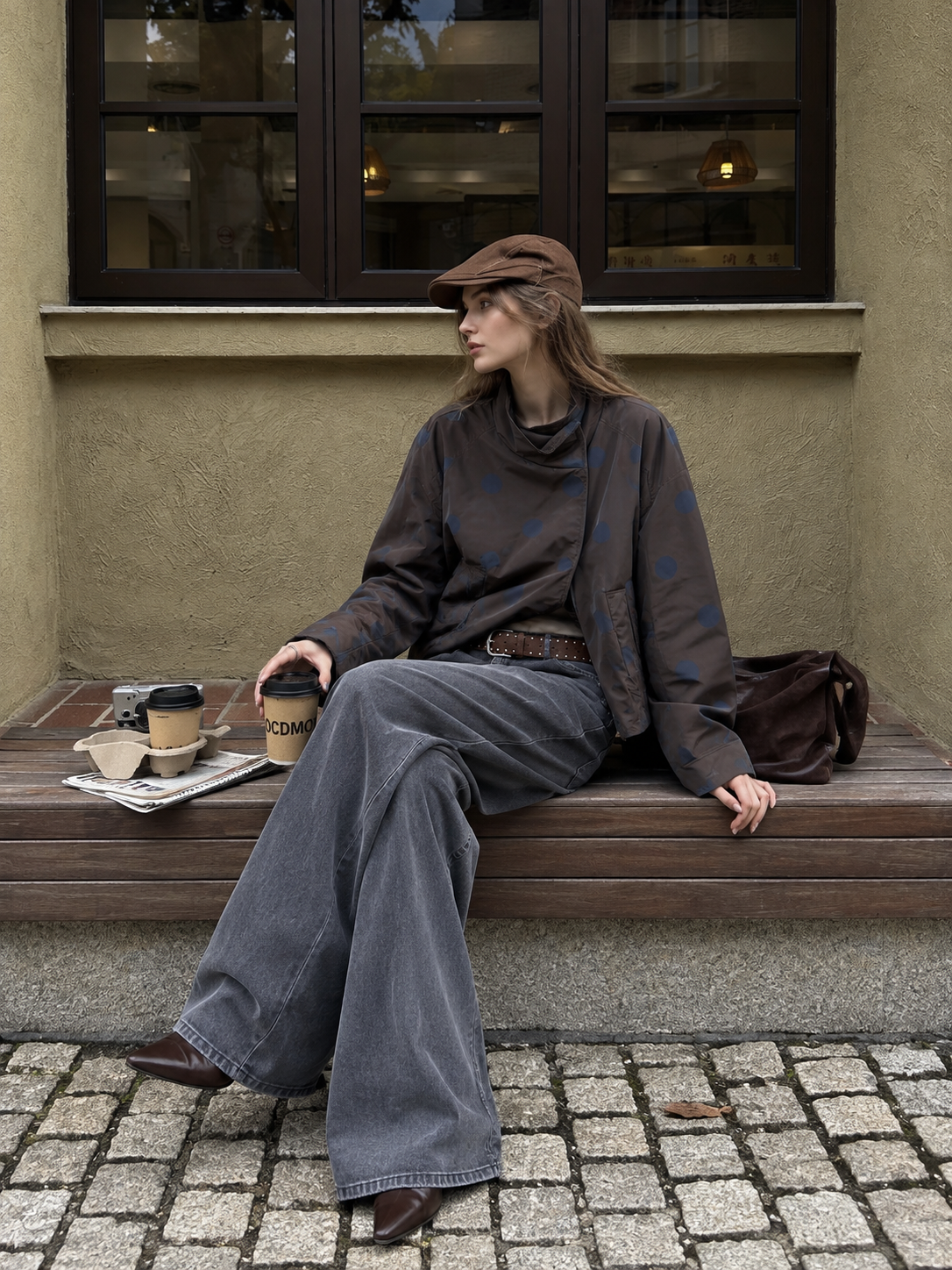 Oversize Jacket with Mock Turtleneck