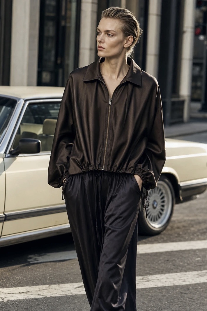 Oversized Jacket with Shirt Collar