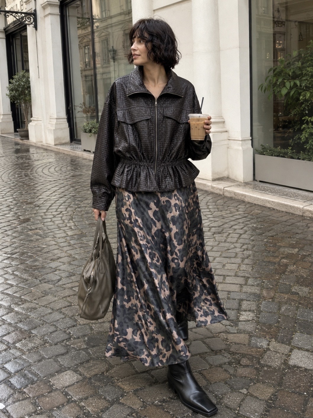 Flared Maxi Skirt in Leopard Print