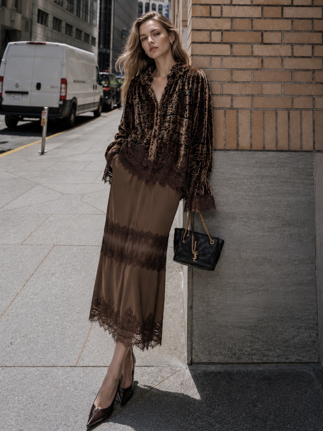 Midi Straight Lace Skirt