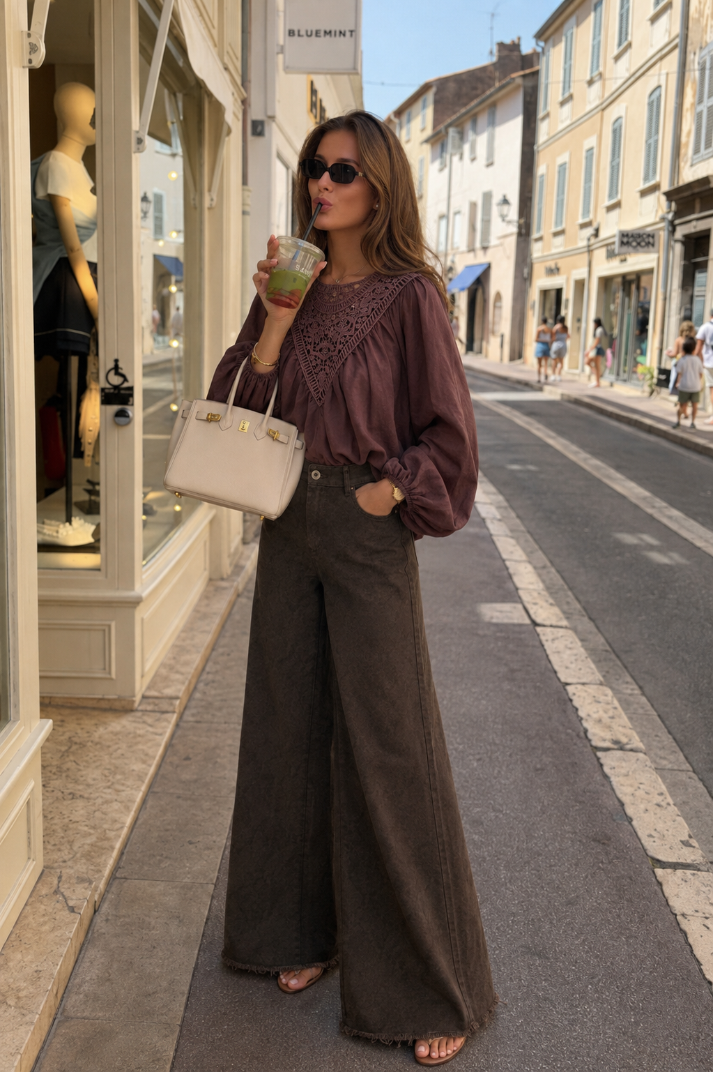Relaxed Lace-Trim Blouse