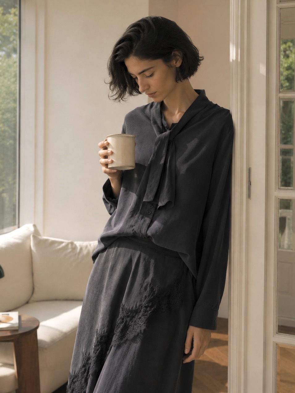Relaxed Tie-Neck Blouse