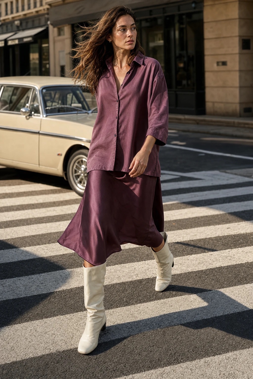 Relaxed 3/4 Sleeve Shirt with Collar