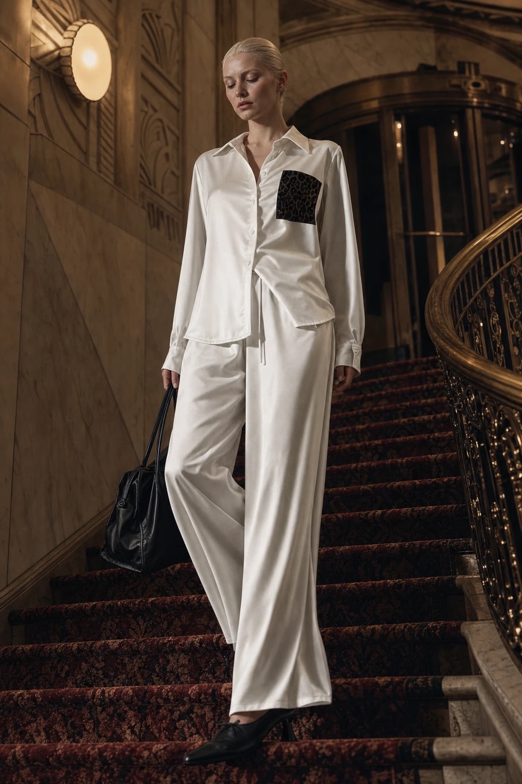Elastic-Waist Palazzo Trousers