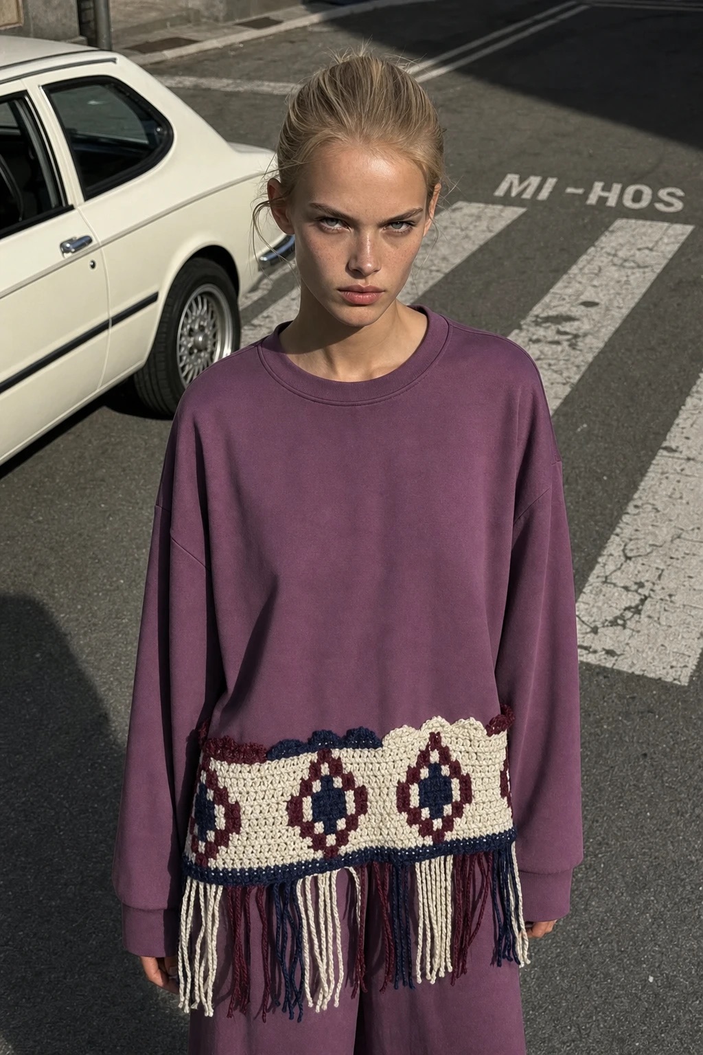 Oversized Fringed Sweatshirt