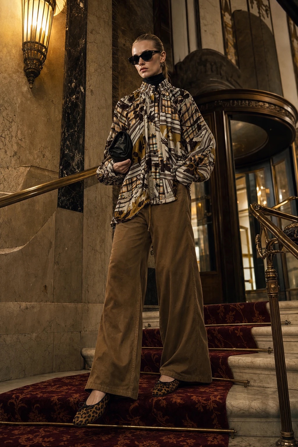 Stand-Collar Shirt Blouse