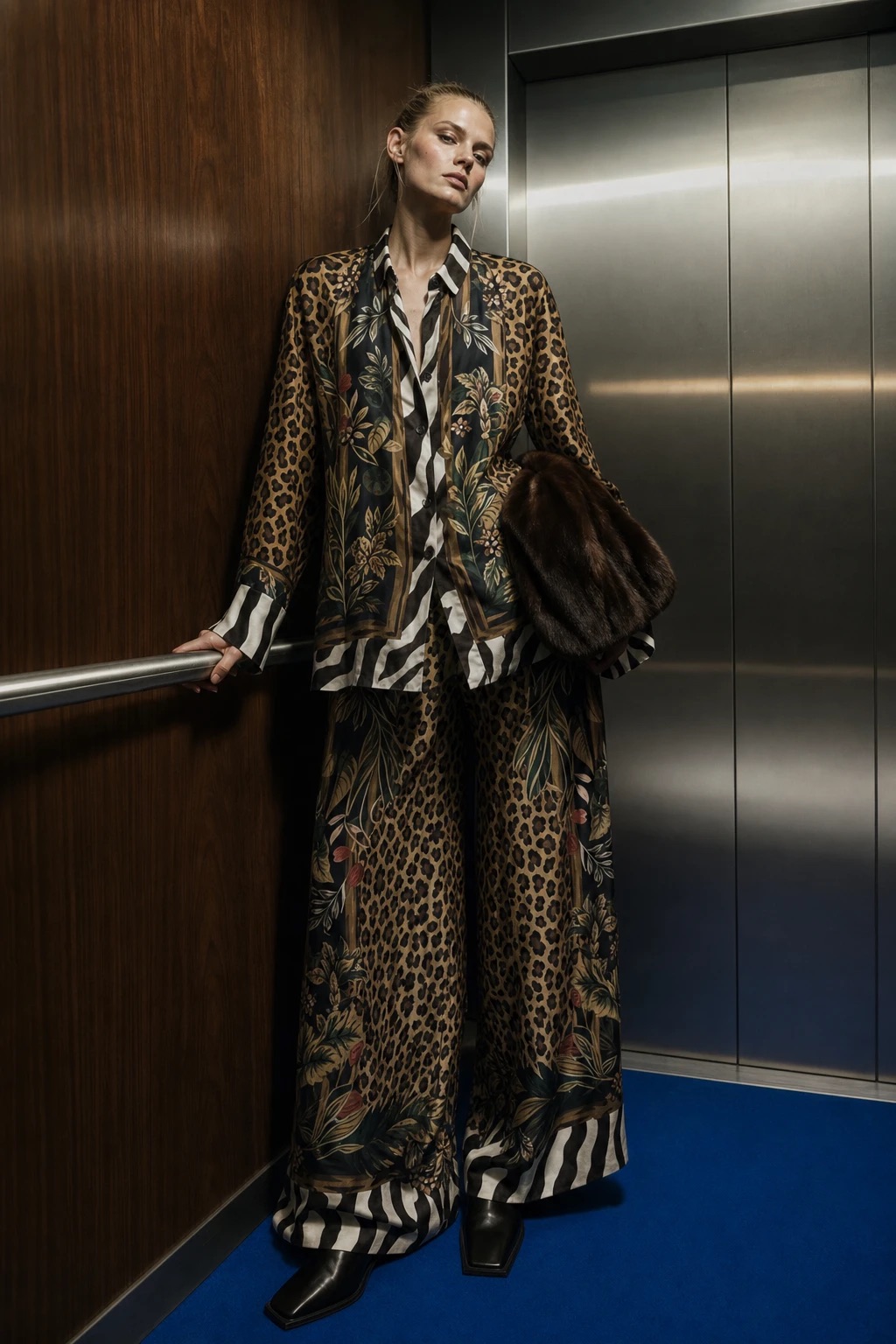 Wide‑Leg Trousers with Animal Print