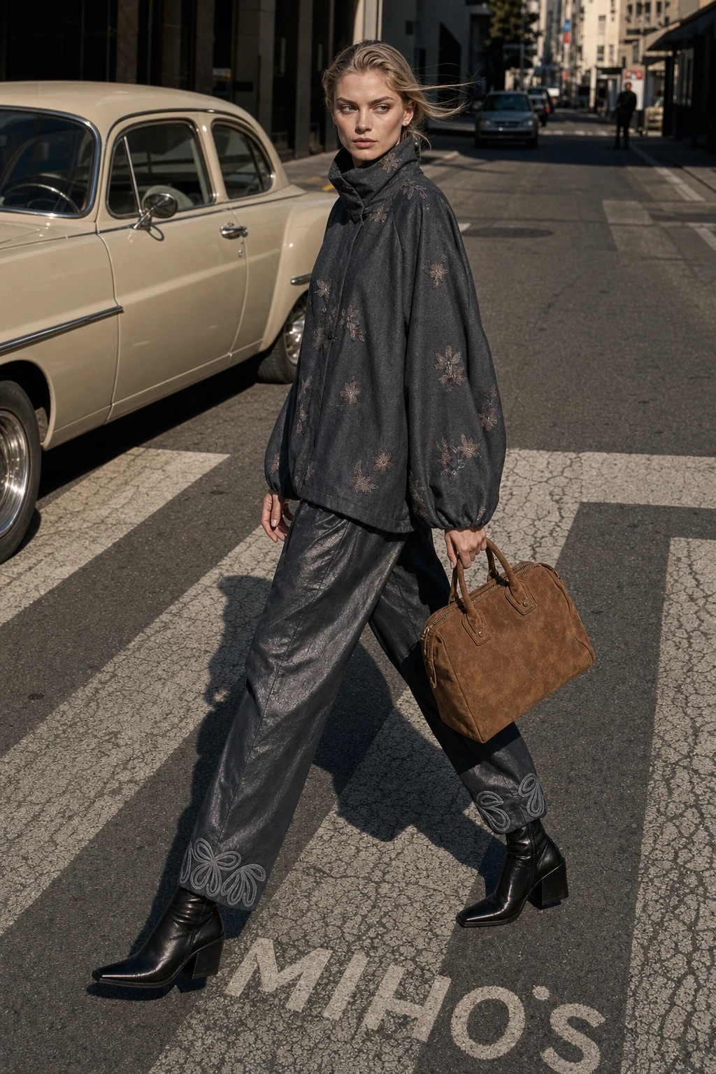 Bomber Jacket with Funnel Neck