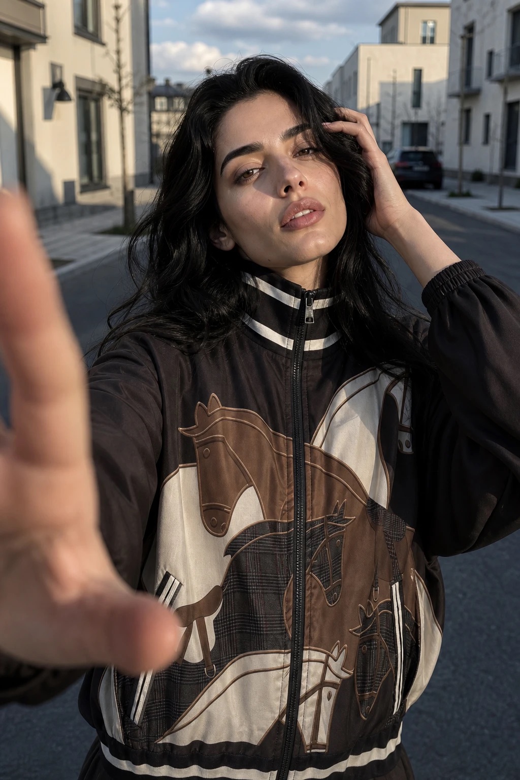 Oversized Jacket with Mock Neck