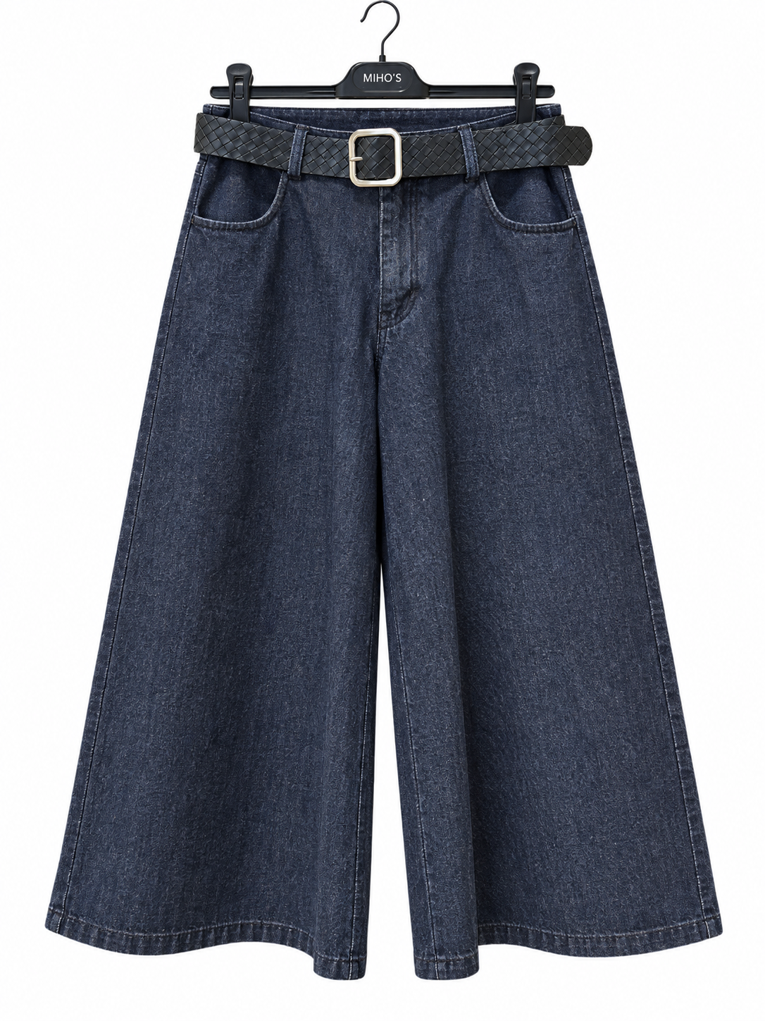 High-Waisted Wide-Leg Jeans with Belt