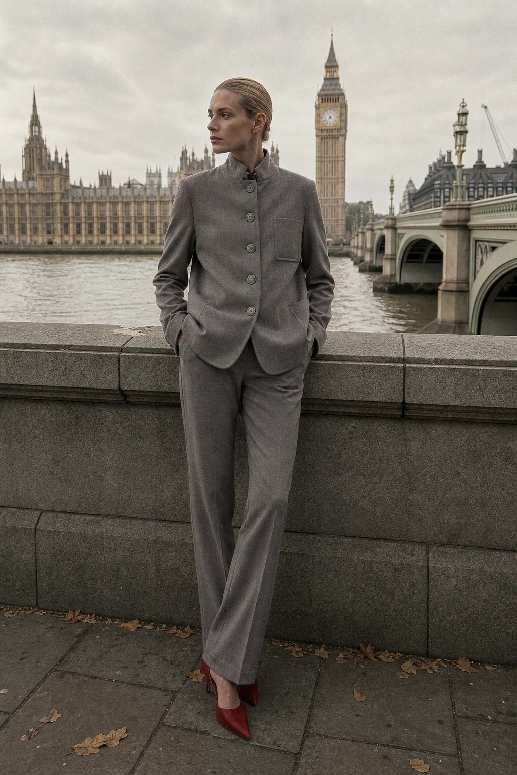 Tailored Jacket with Stand Collar