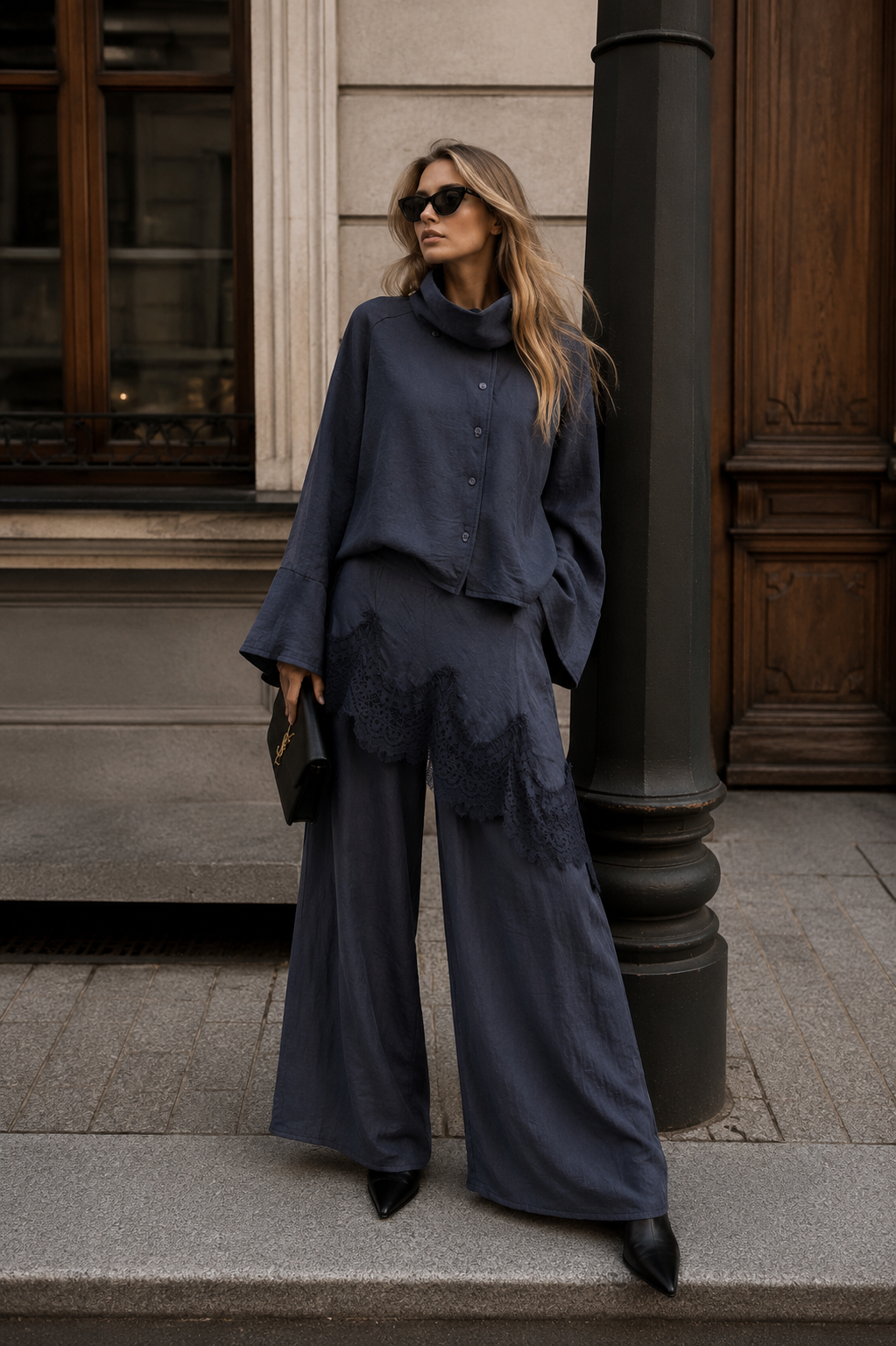 Oversized Wrap-Front Blouse