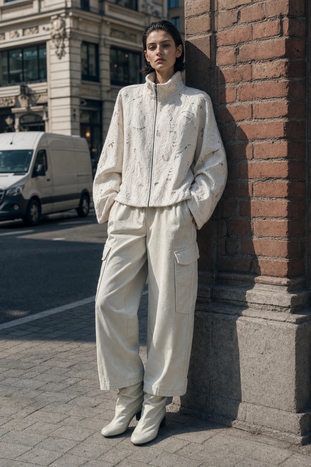 Relaxed Jacket with Stand Collar