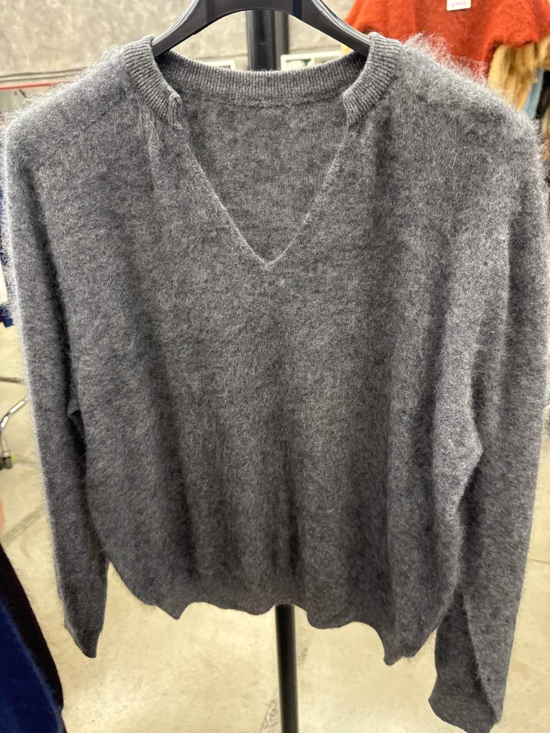 Fuzzy V‑Neck Sweater